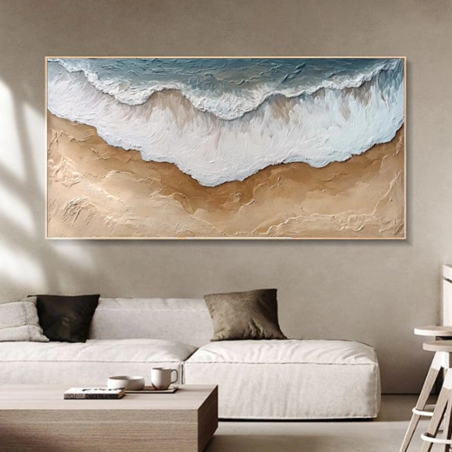 Ocean And Sky Abstract Textured Canvas Art #OS361