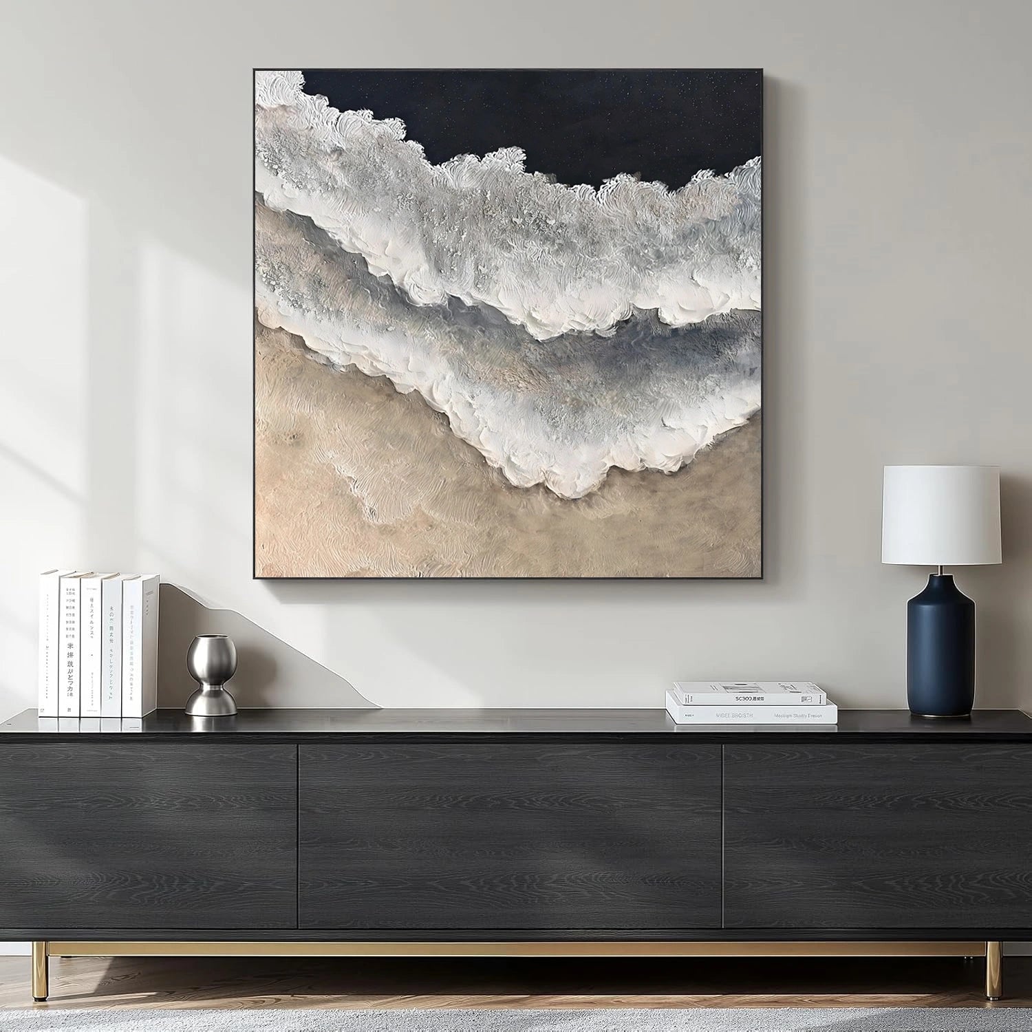 Ocean And Sky Abstract Texture Canvas Art #OS390