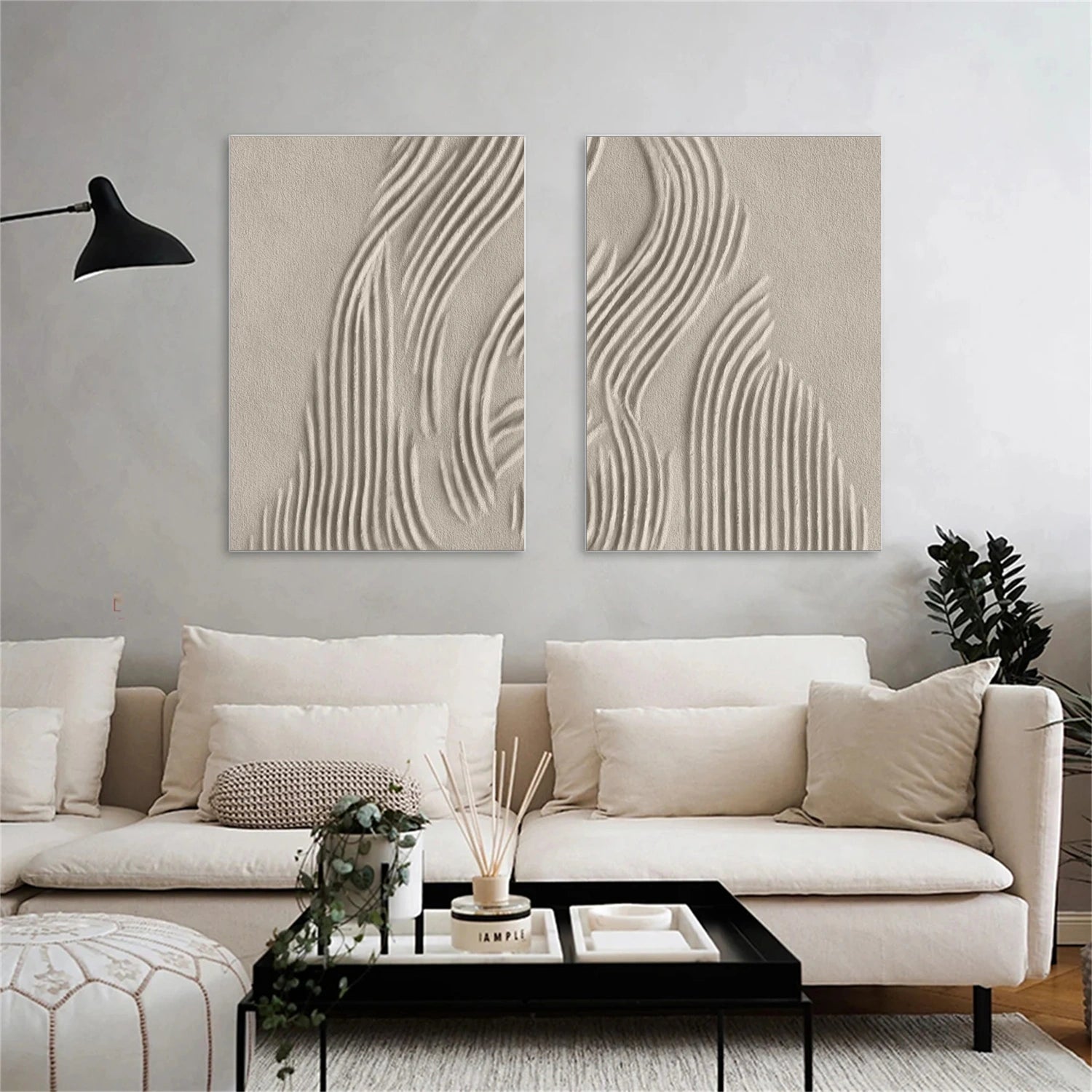 Beige & Brown Abstract Set of 2 #BB146