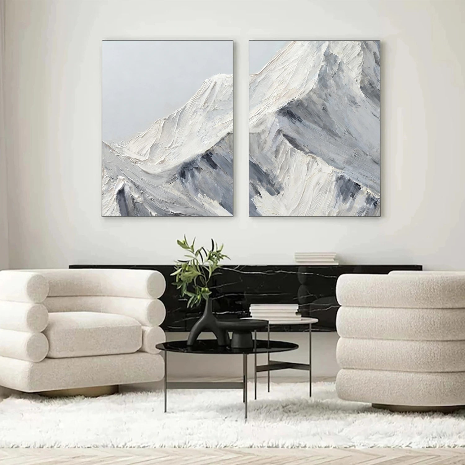 Abstract Mountain Textured Canvas Art Set of 2 #MM333