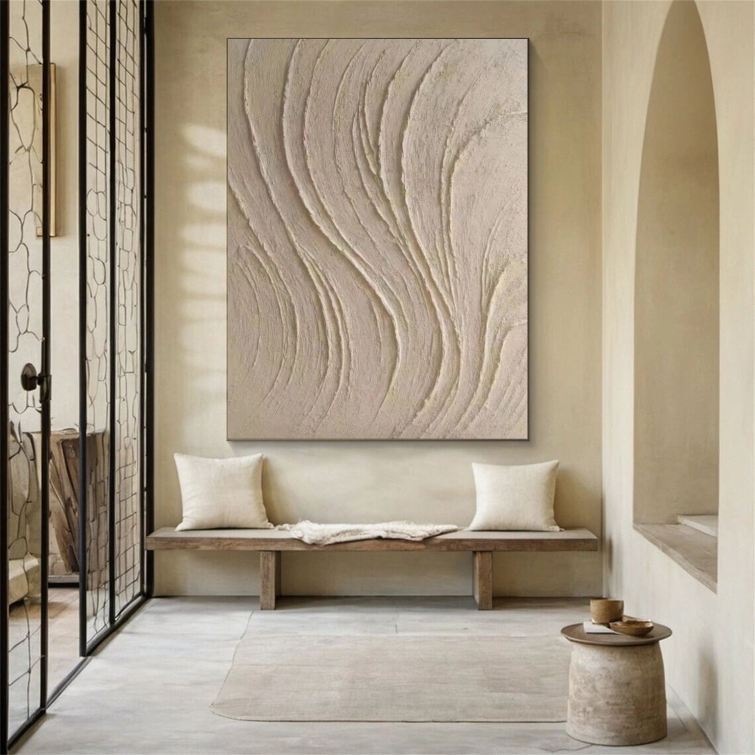 Beige Minimalist Texture Canvas Set of 2 # MM413
