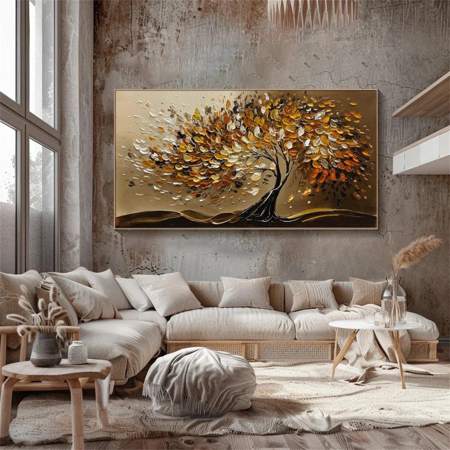 Flower & Tree Abstract Textured Canvas # FT 349
