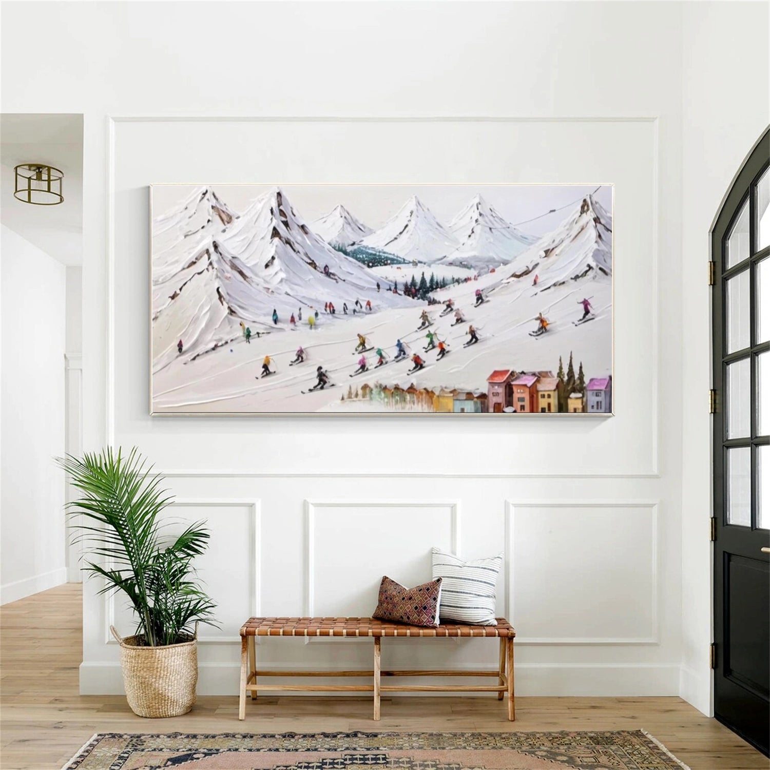Skiing Sport Art Textured Painting Canvas # SA040