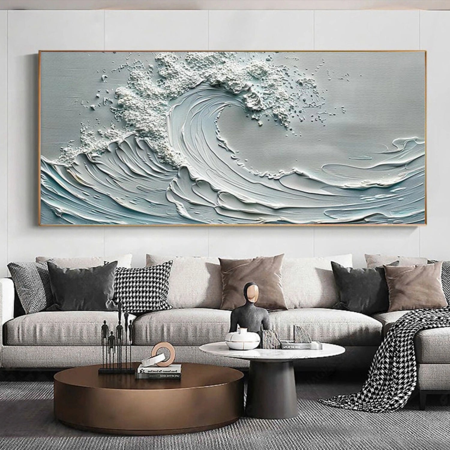 Ocean And Sky Abstract Textured Canvas Art #OS352