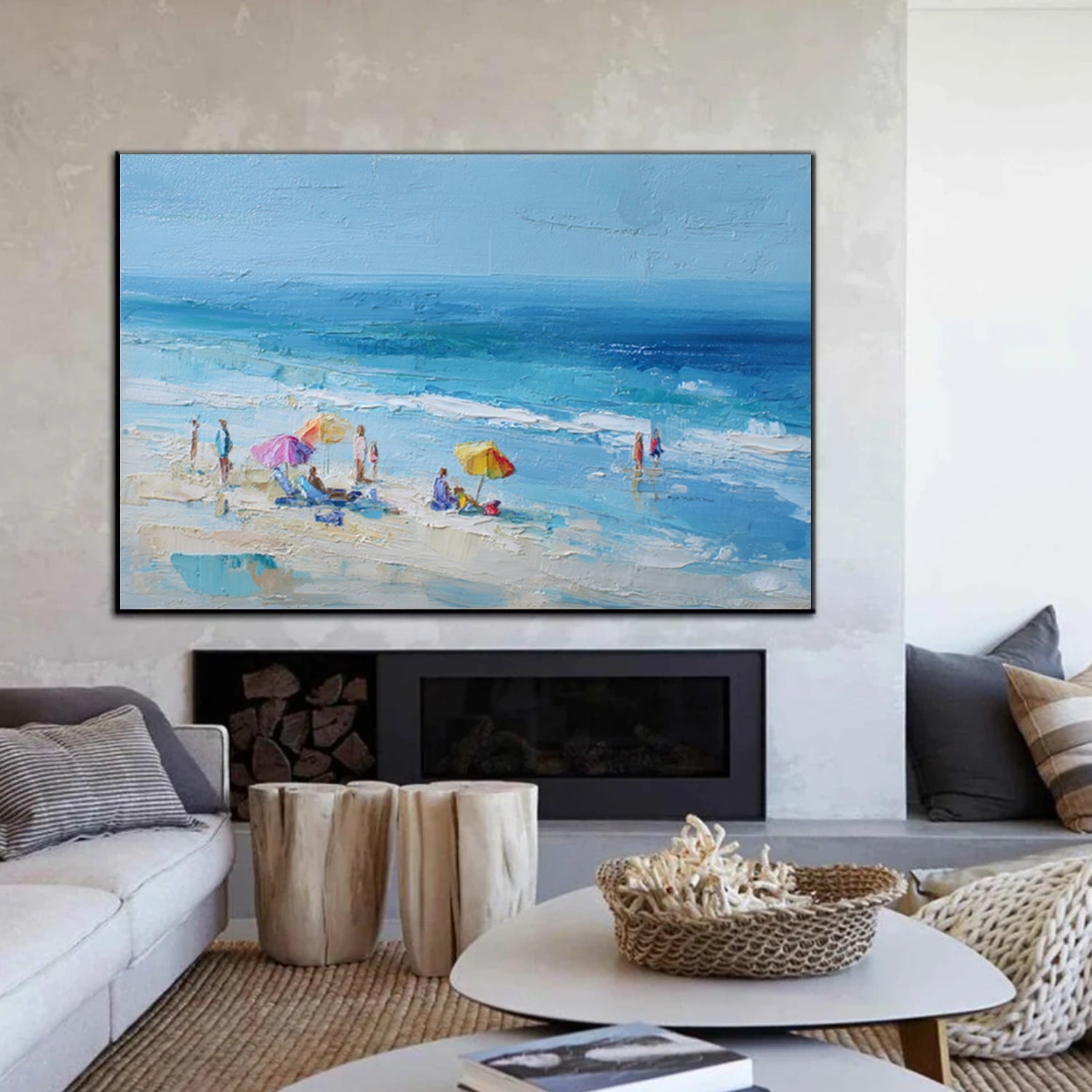 Ocean And Sky Abstract Texture Canvas Art #OS406