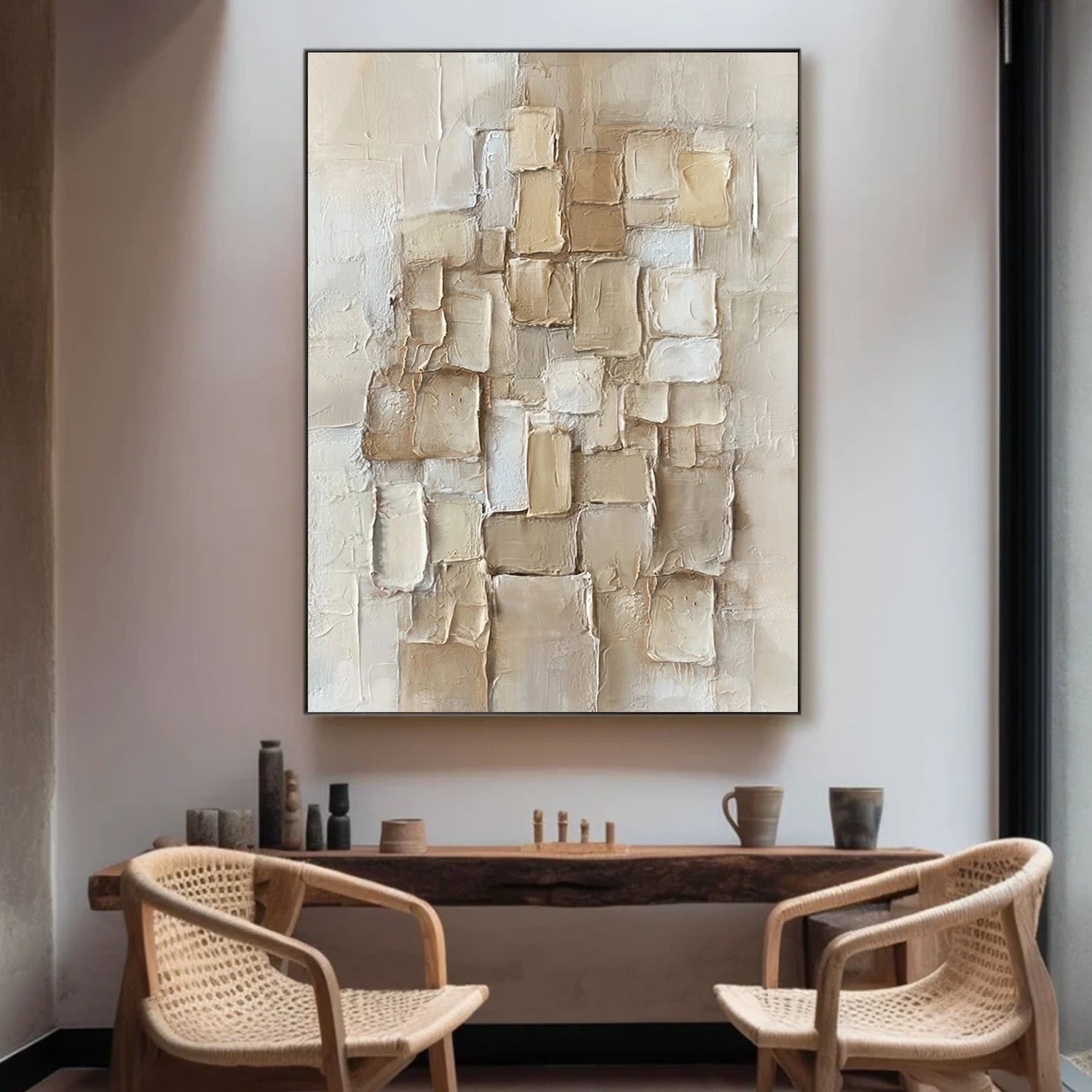 Beige Abstract Textured Wall Art #AB 573