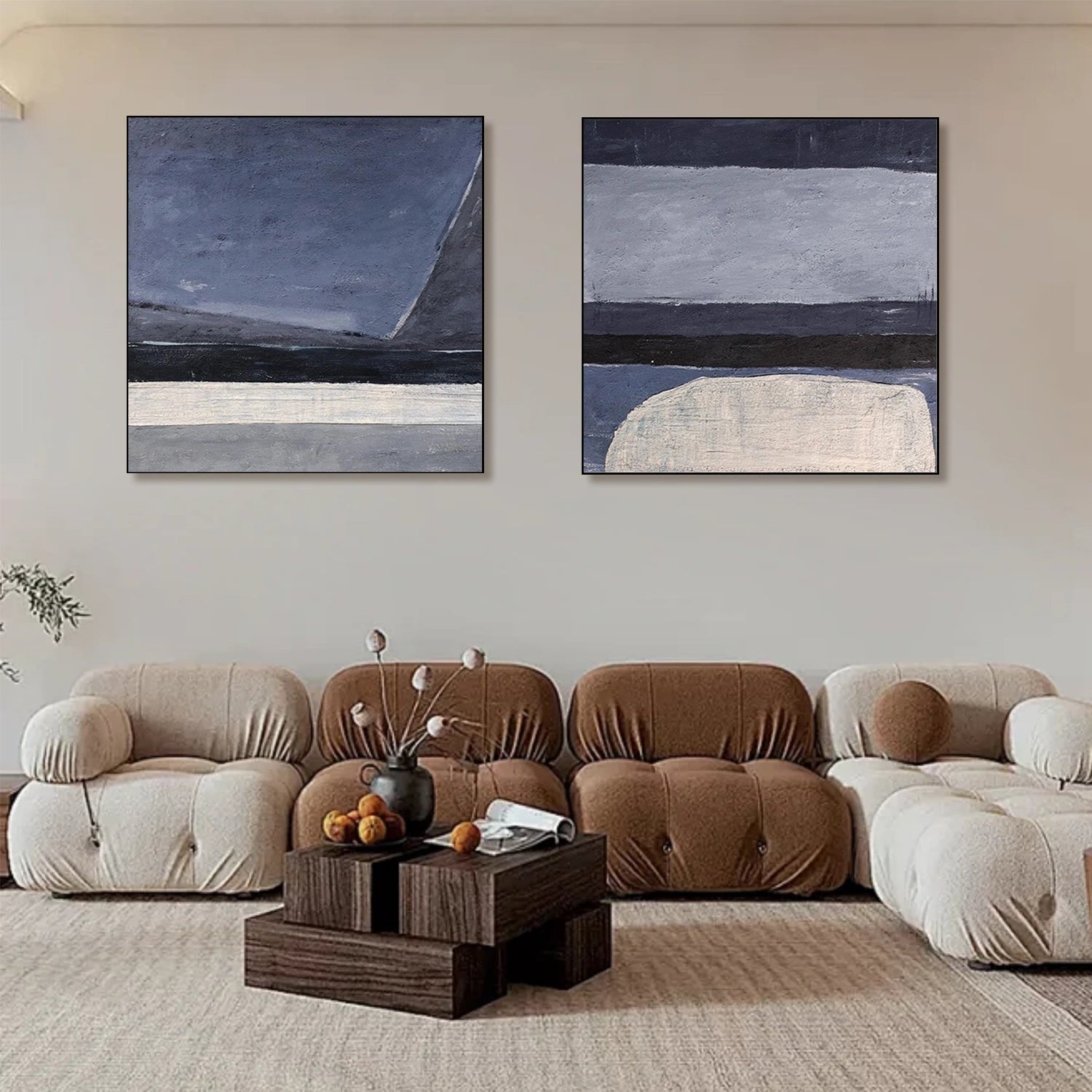 Abstract Square Set of 2 Wall Art #AB 499