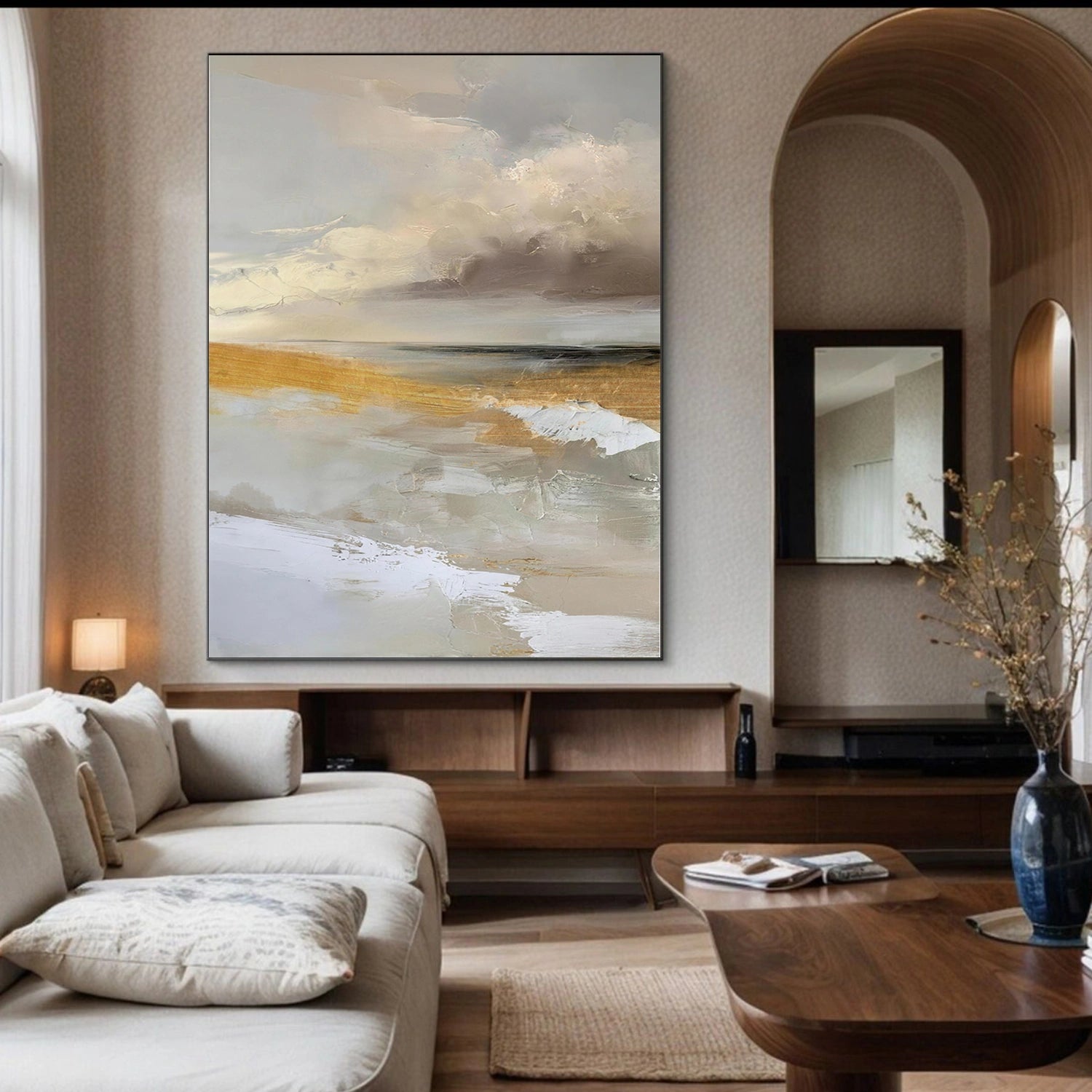 Ocean And Sky Abstract Textured Canvas Art #OS354