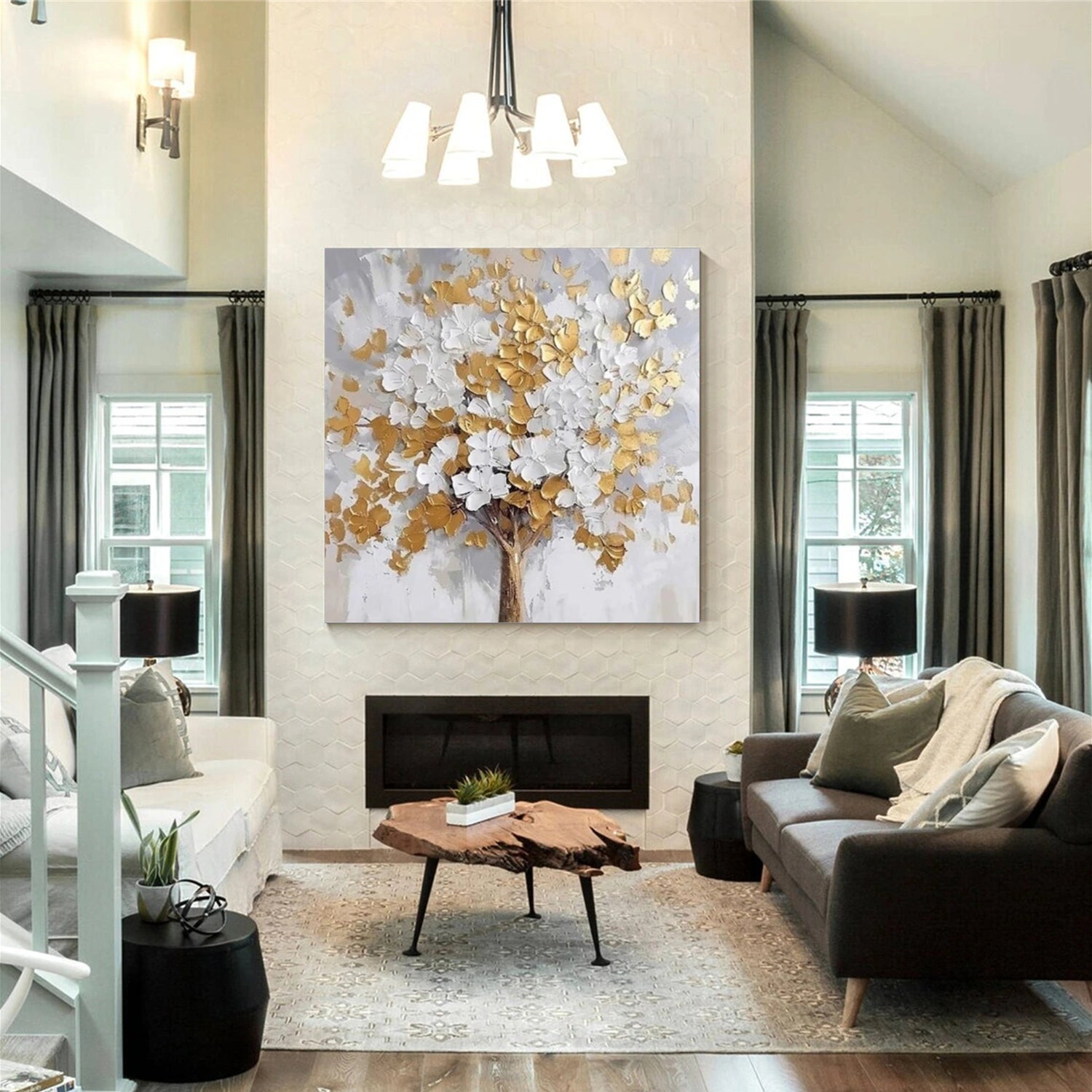 Flower & Tree Abstract Texture Canvas Art #FT 326