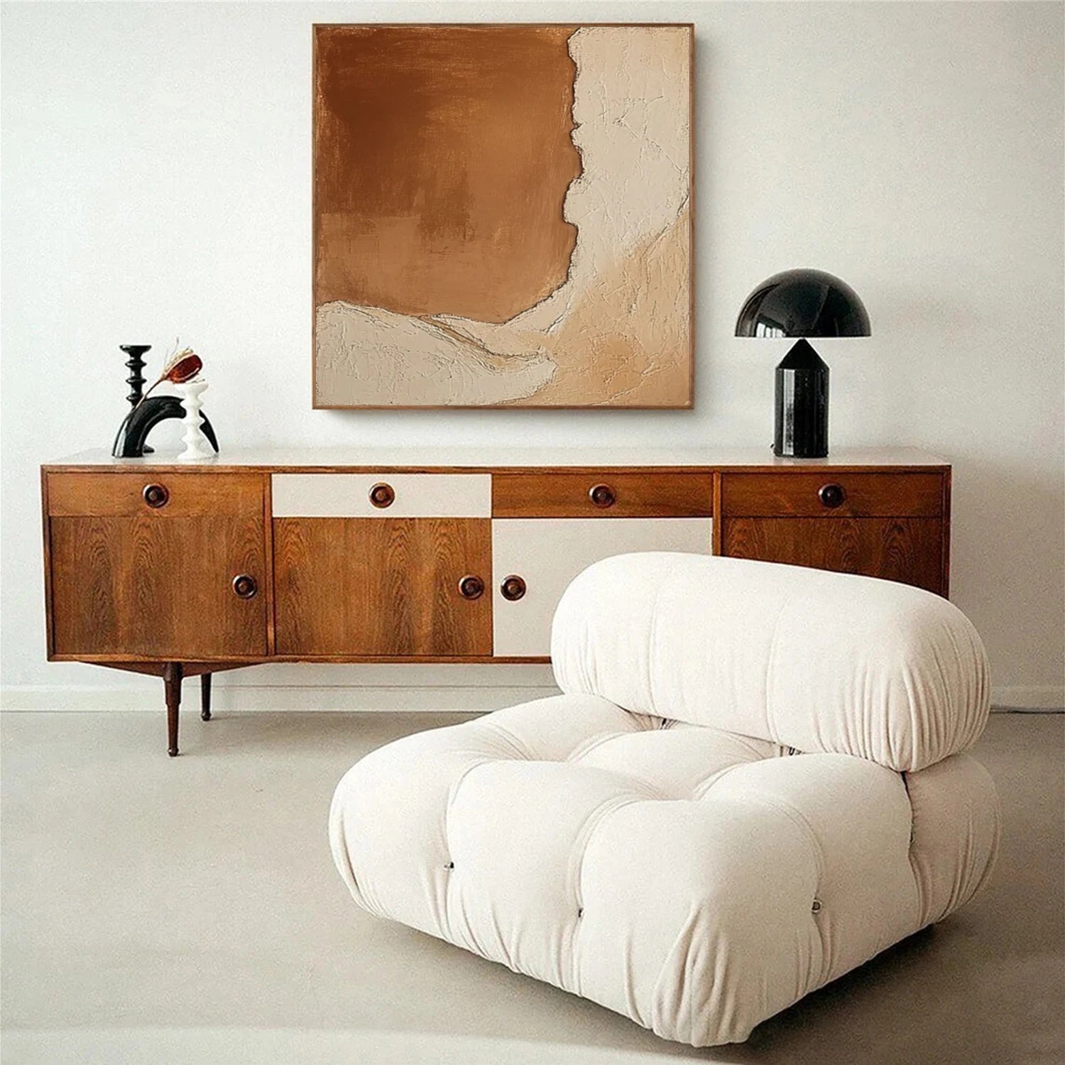 Beige & Brown Minimalist Textured Canvas Art #MM339
