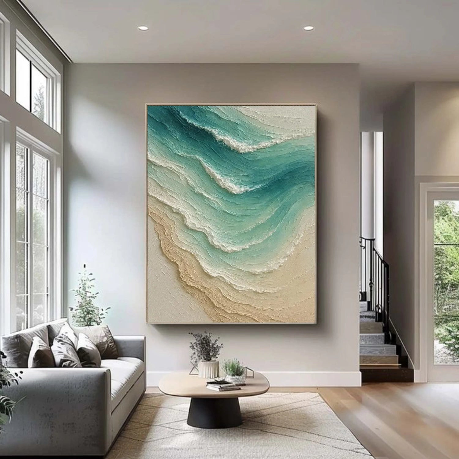 Ocean And Sky Abstract Textured Canvas Art #OS 334