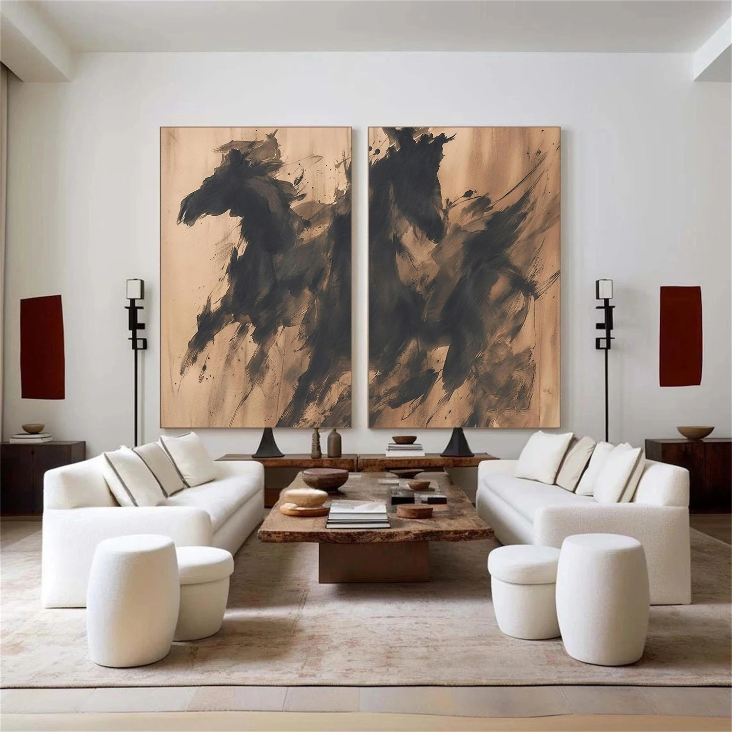 Abstract Animal Horse Canvas Art Set of 2 #AP208