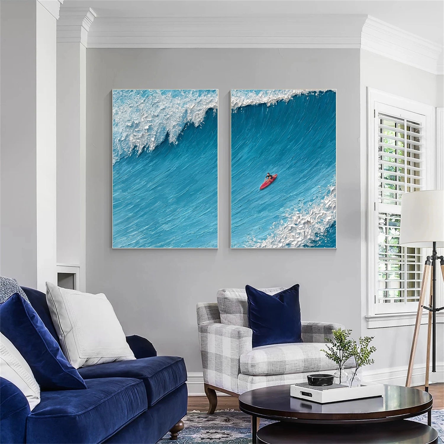Surfing Sport Texture Set of 2 Canvas Painting #SA025