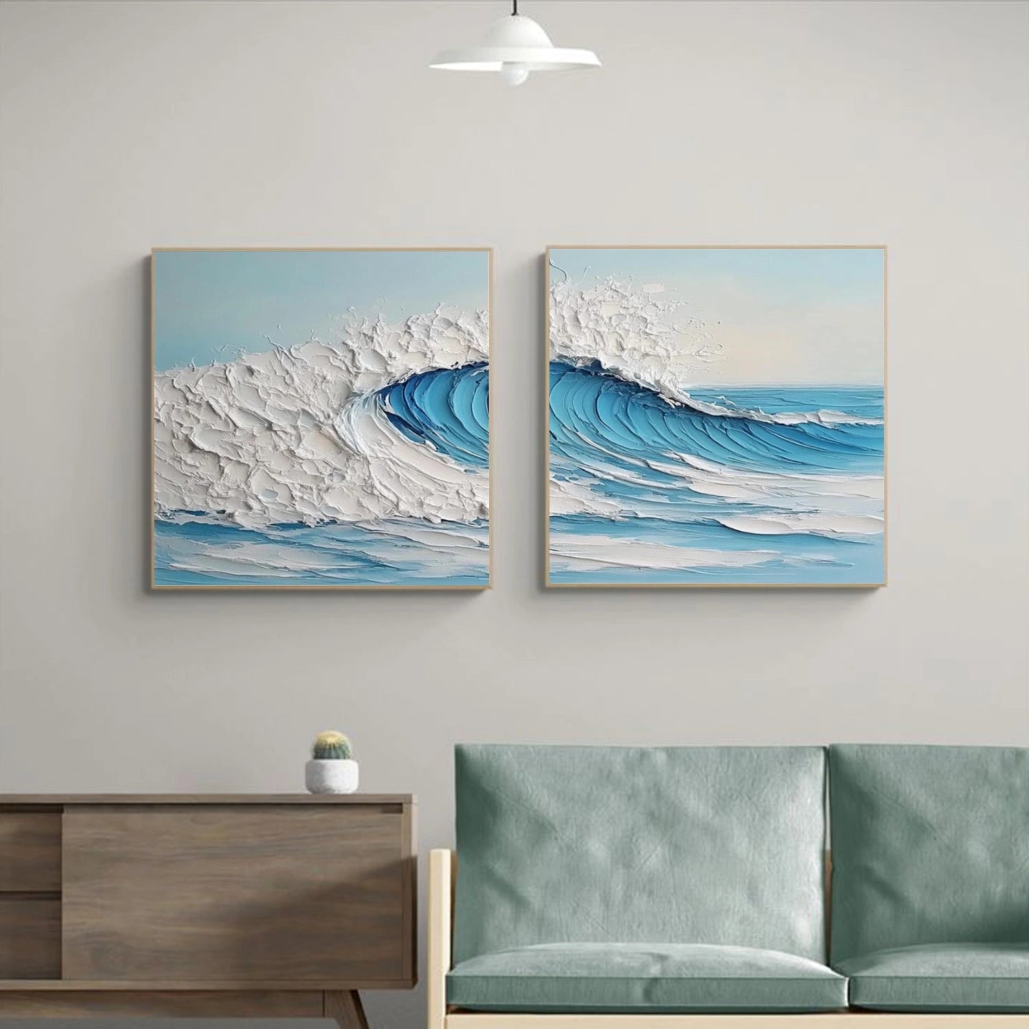 Ocean And Sky Abstract Texture Canvas Art Set of 2  #OS374