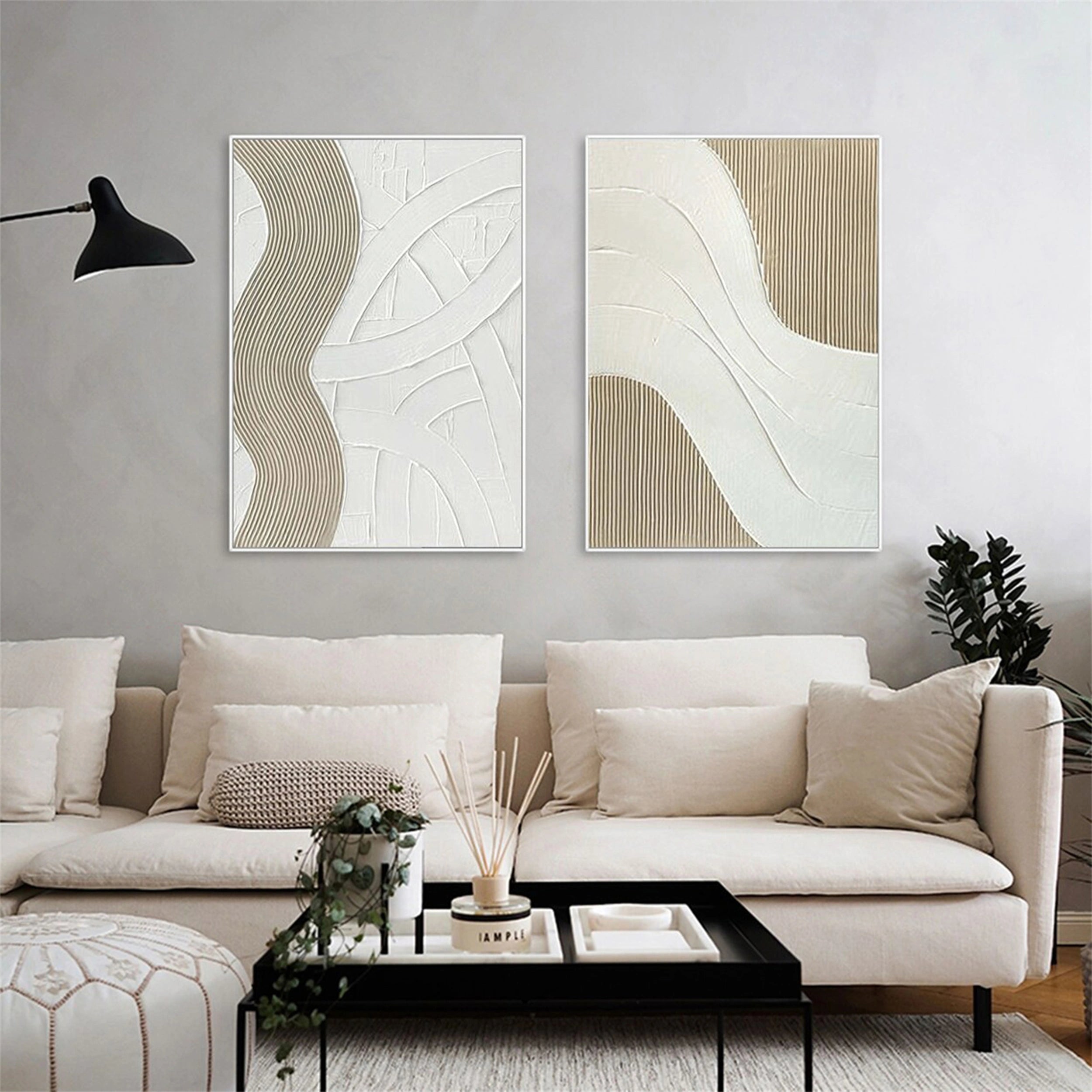 Beige & Brown Abstract Set of 2 #BB077