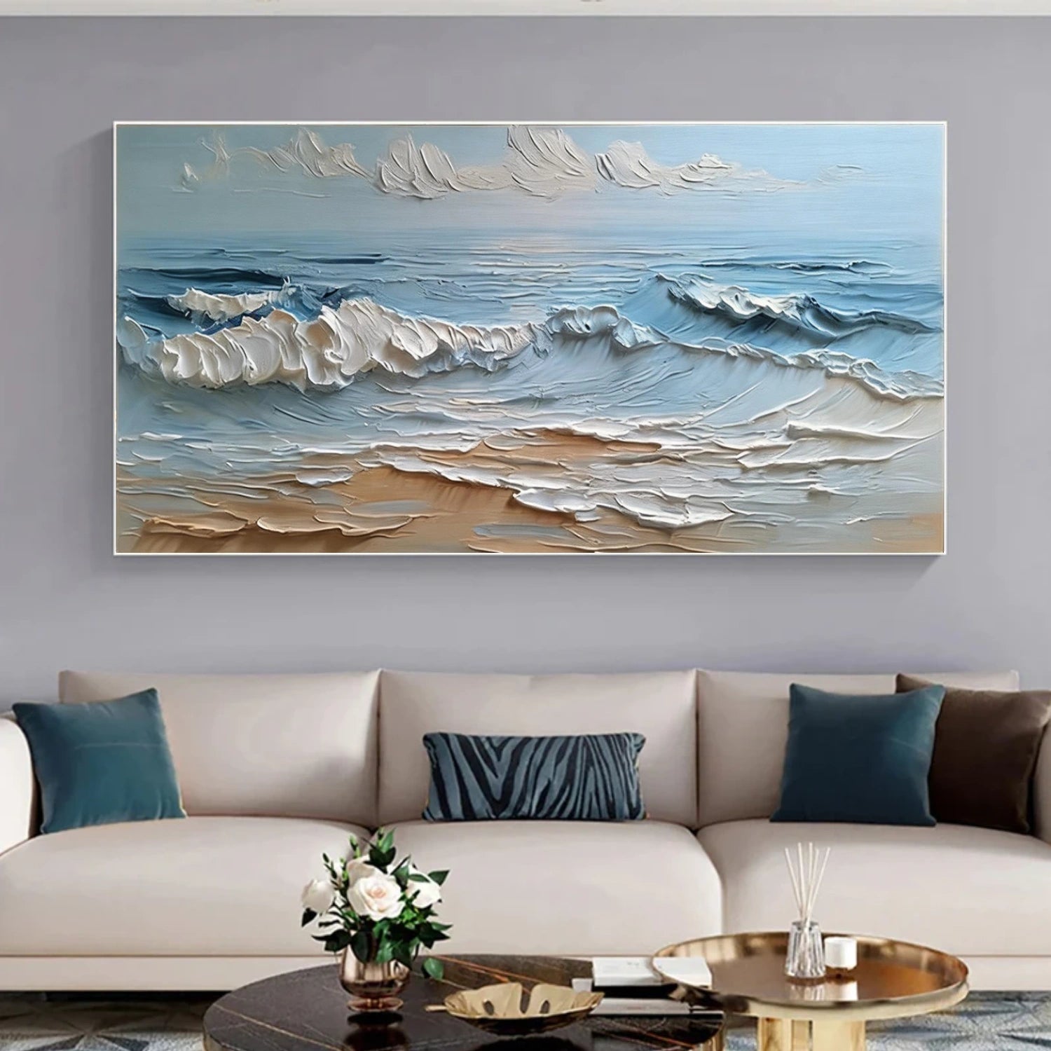 Ocean And Sky Abstract Texture Canvas Art #OS407