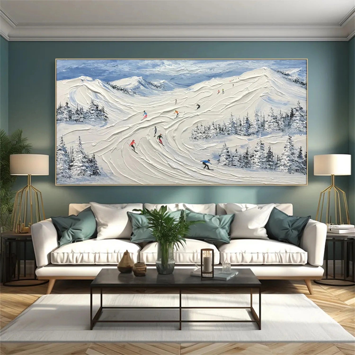 Skiing Sport Art Textured Painting Canvas # SP039