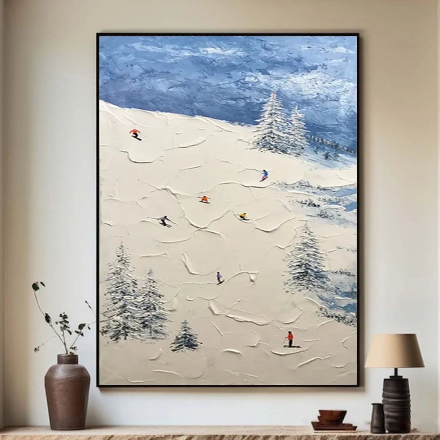 Skiing Sport Art Textured Painting Canvas # SP052