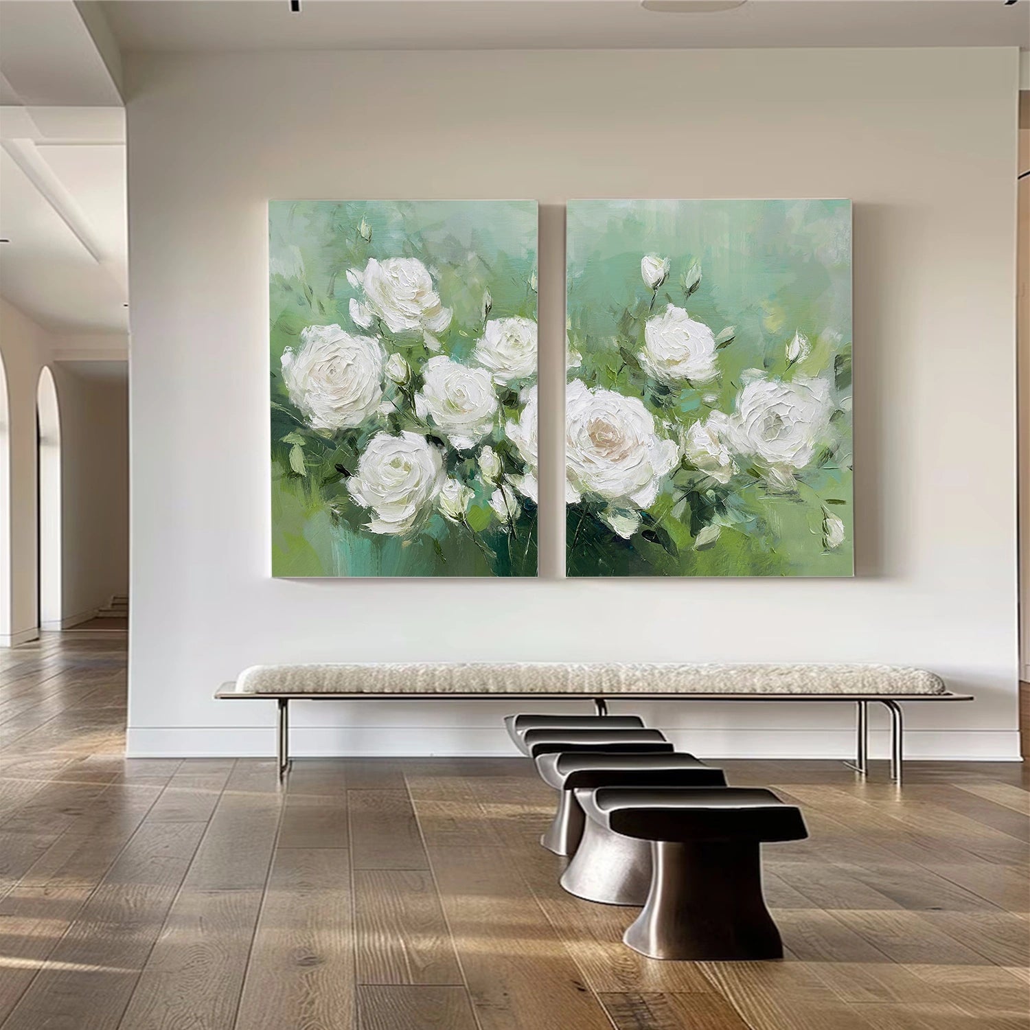 Flower & Tree Abstract Texture Canvas Art Set of 2 #FT 323
