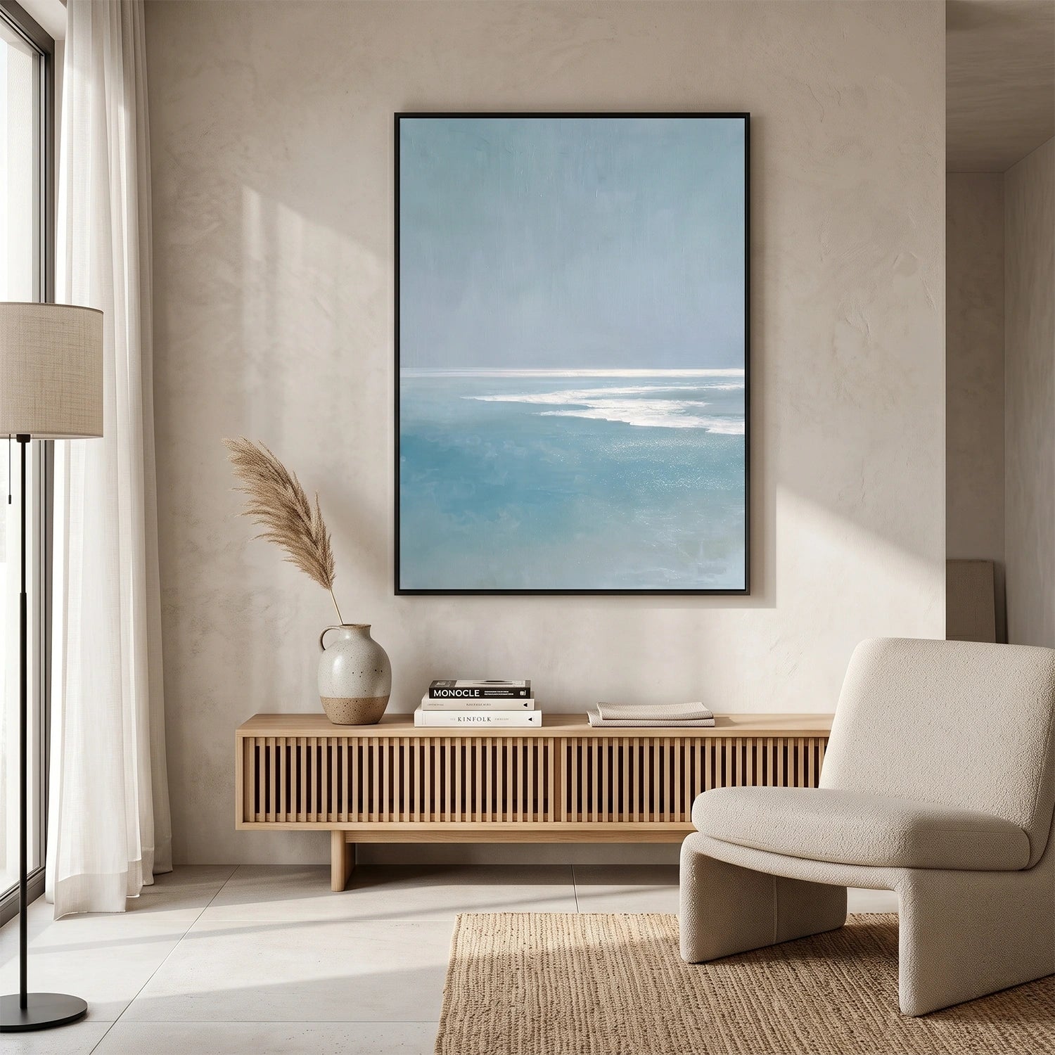 Ocean And Sky Abstract Canvas Art #OS414