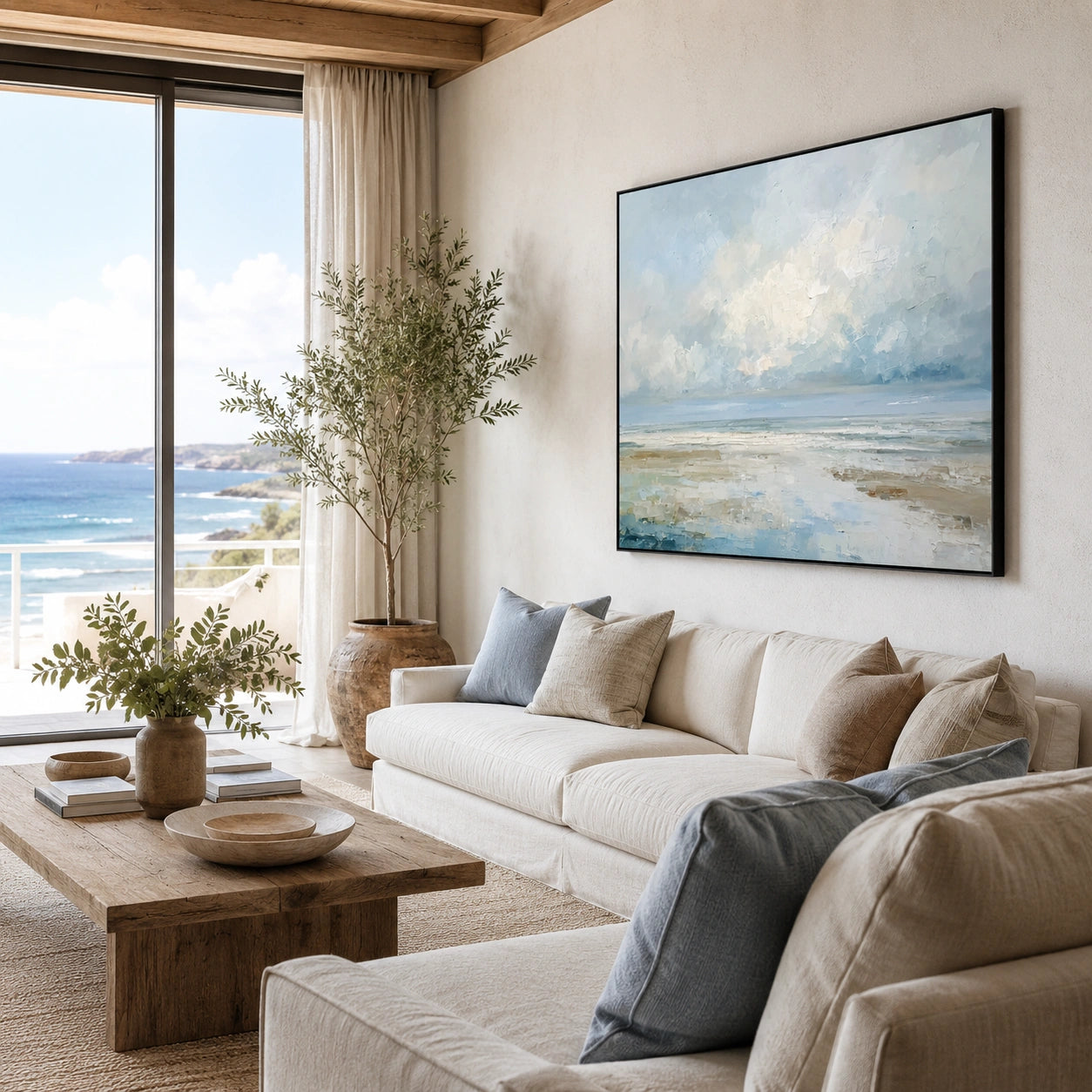 Ocean And Sky Abstract Texture Canvas Art #OS443