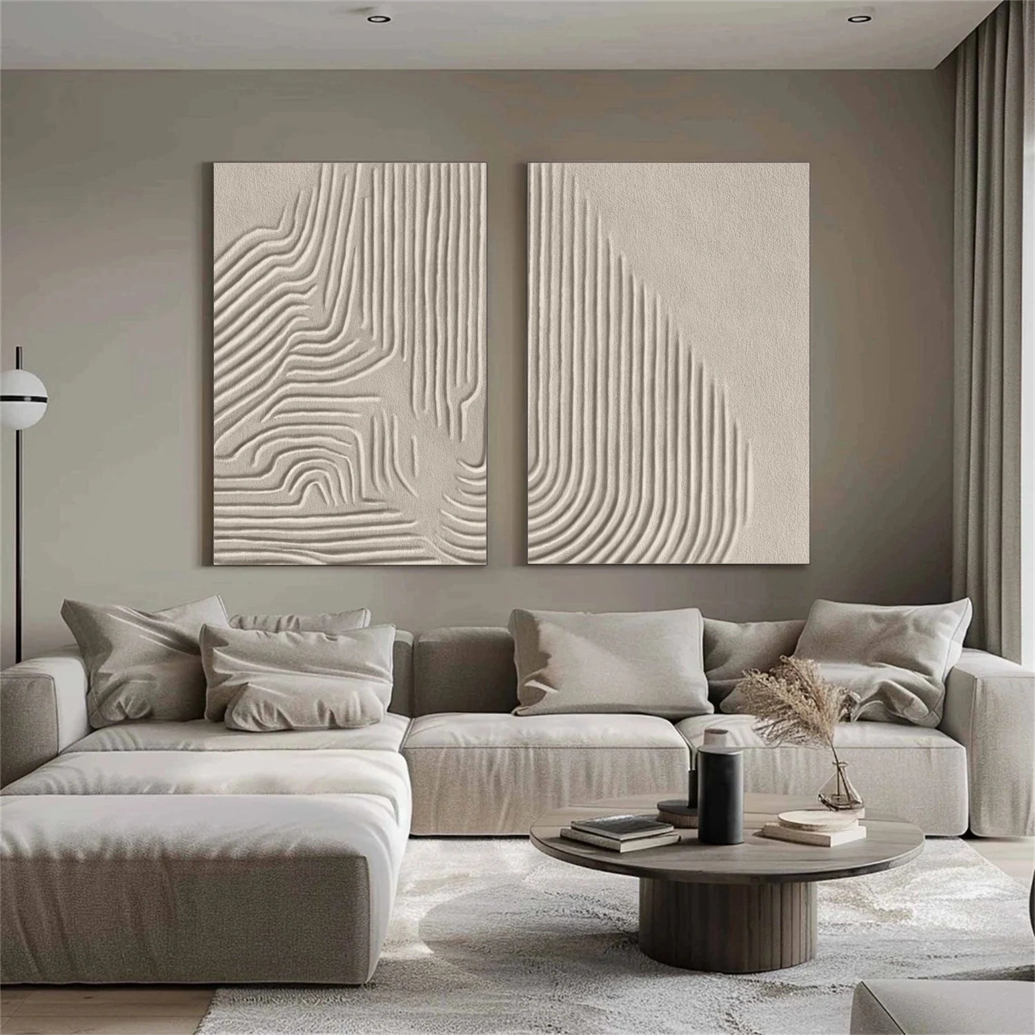 Beige & Brown Abstract Set of 2 #BB147