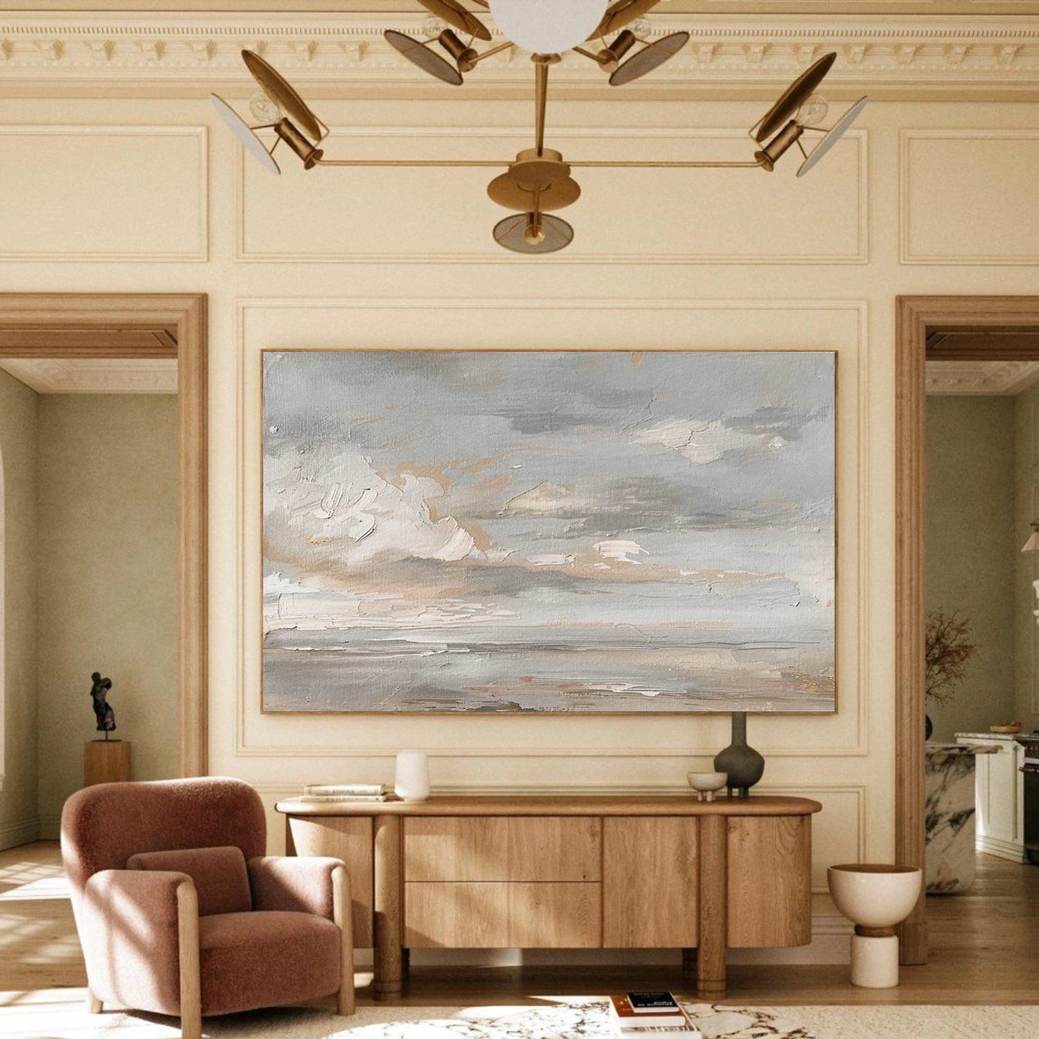 Ocean And Sky Abstract Texture Canvas Art #OS397