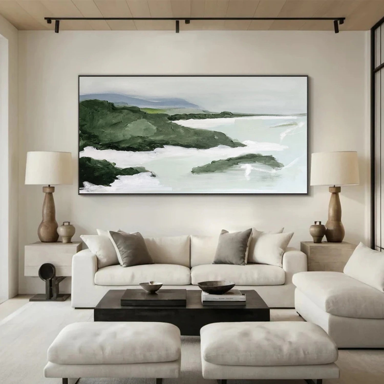 Ocean And Sky Abstract Textured Canvas Art #OS 325