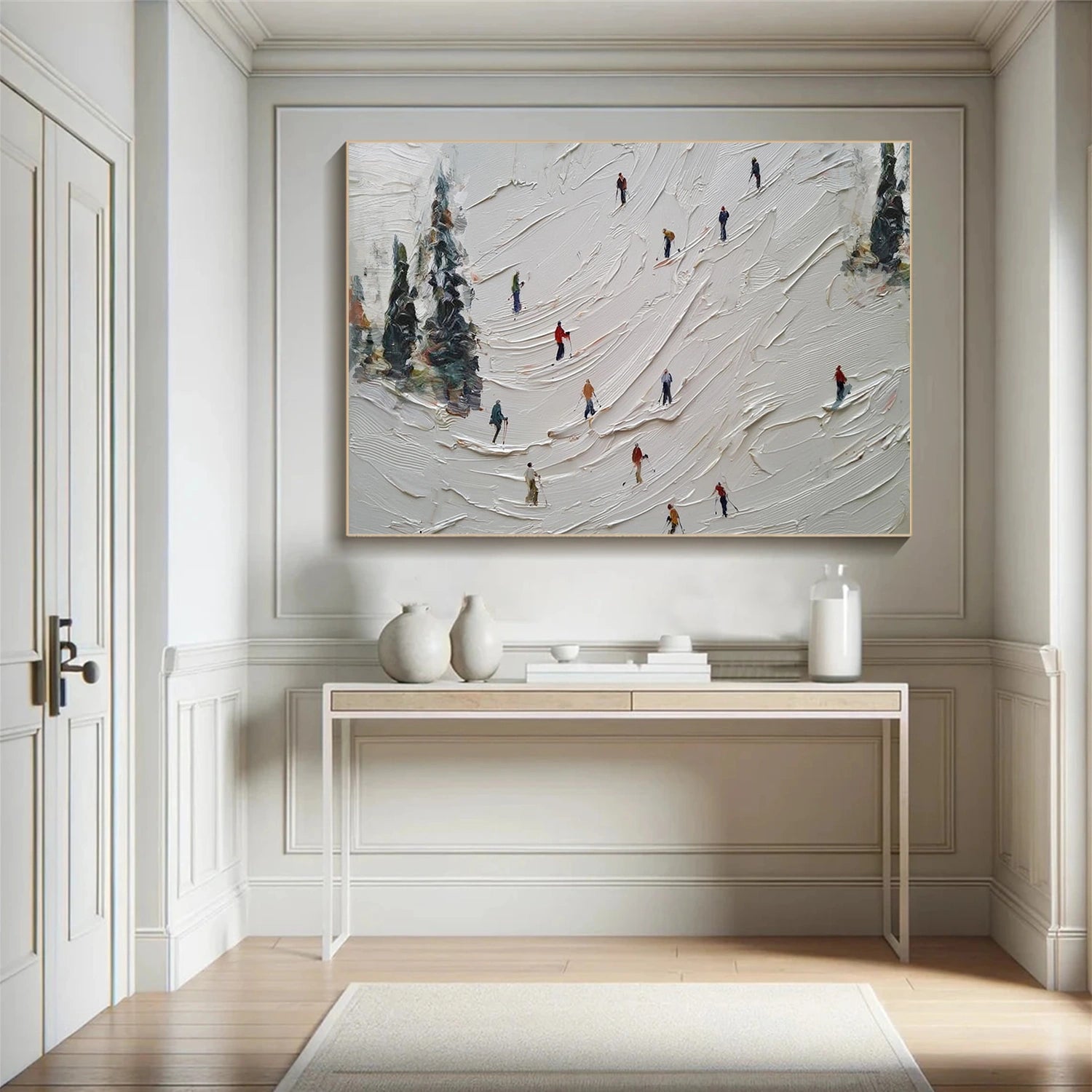 Skiing Sport Art Textured Painting Canvas  # SA066