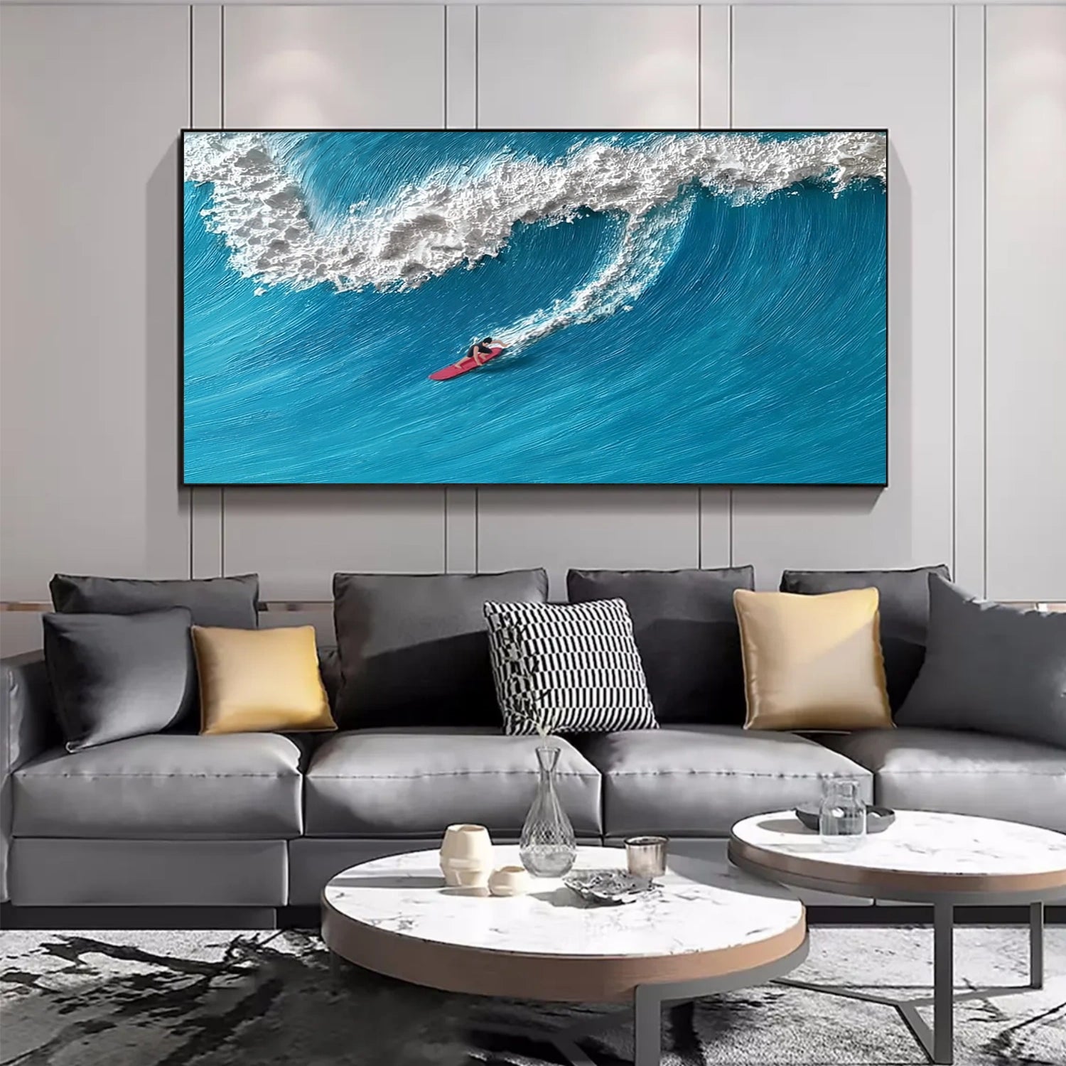 Surfing Sport Texture Canvas Painting #SA021