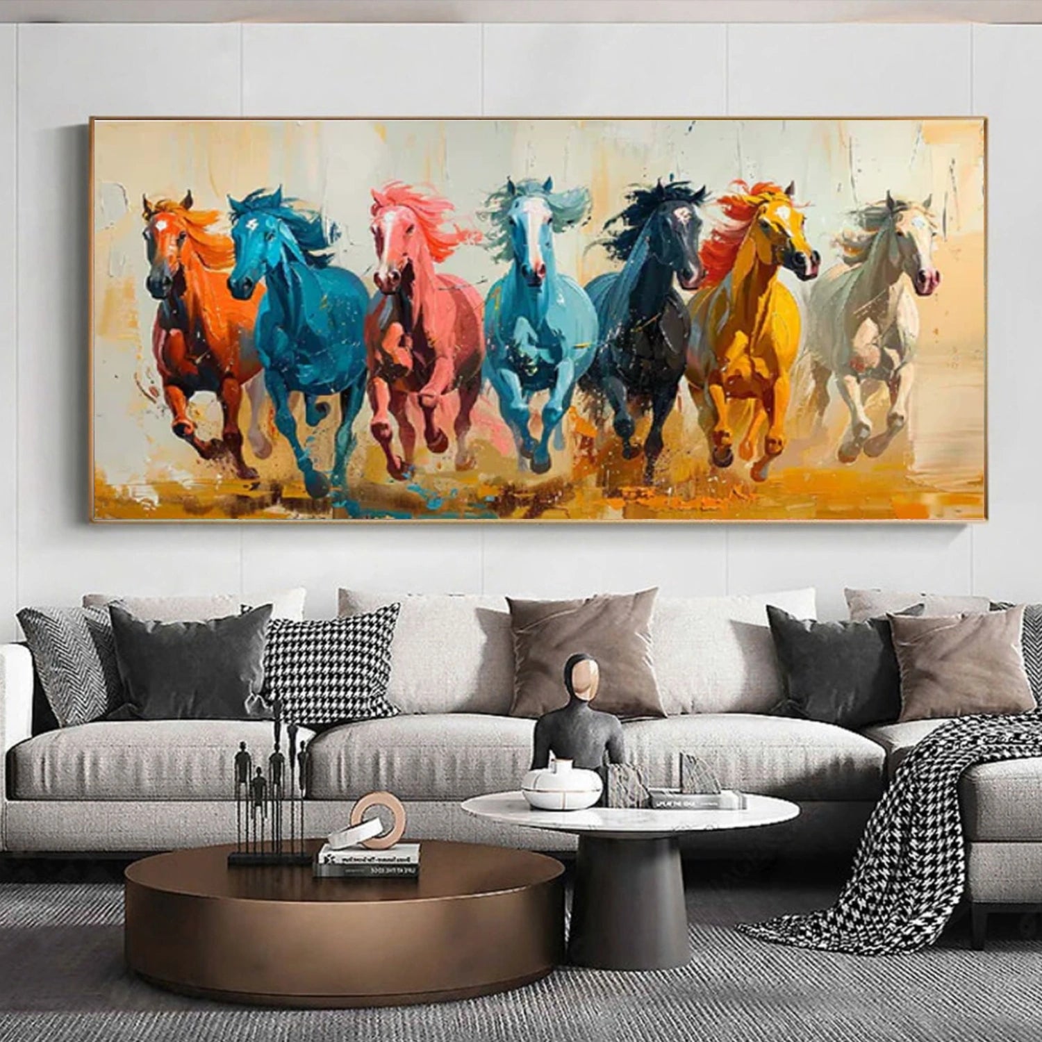 Colorful Abstract Horse Animal Canvas Art #AP220