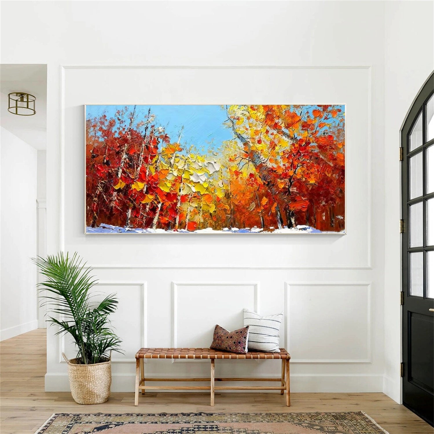 Colorful Flower & Tree Abstract Texture Canvas Art #FT 287