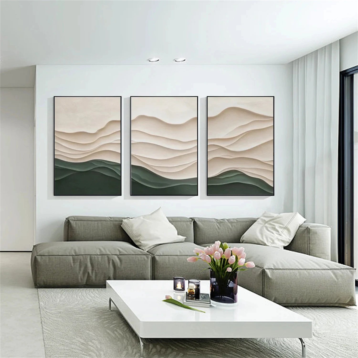 Minimalist Textured Set of 3 Canvas Art #MM340