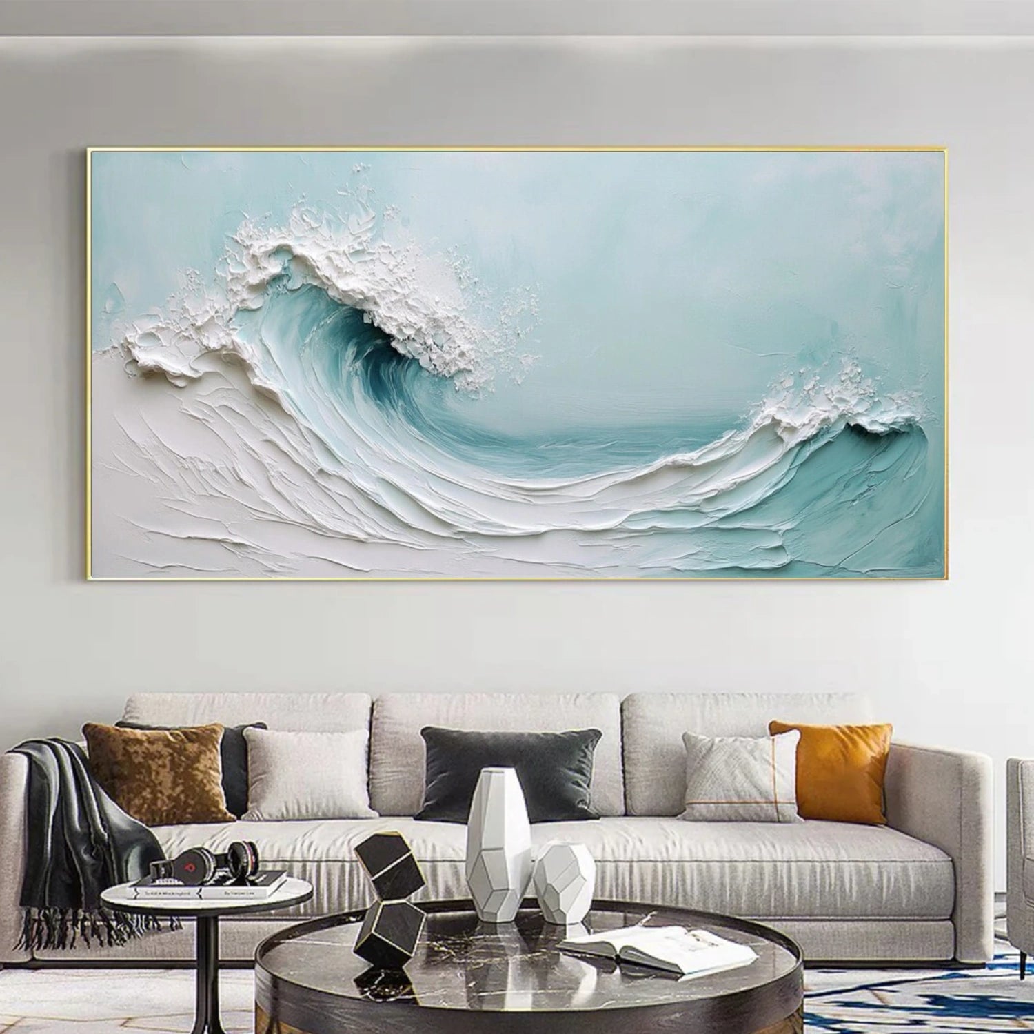 Ocean And Sky Abstract Textured Canvas Art #OS 332