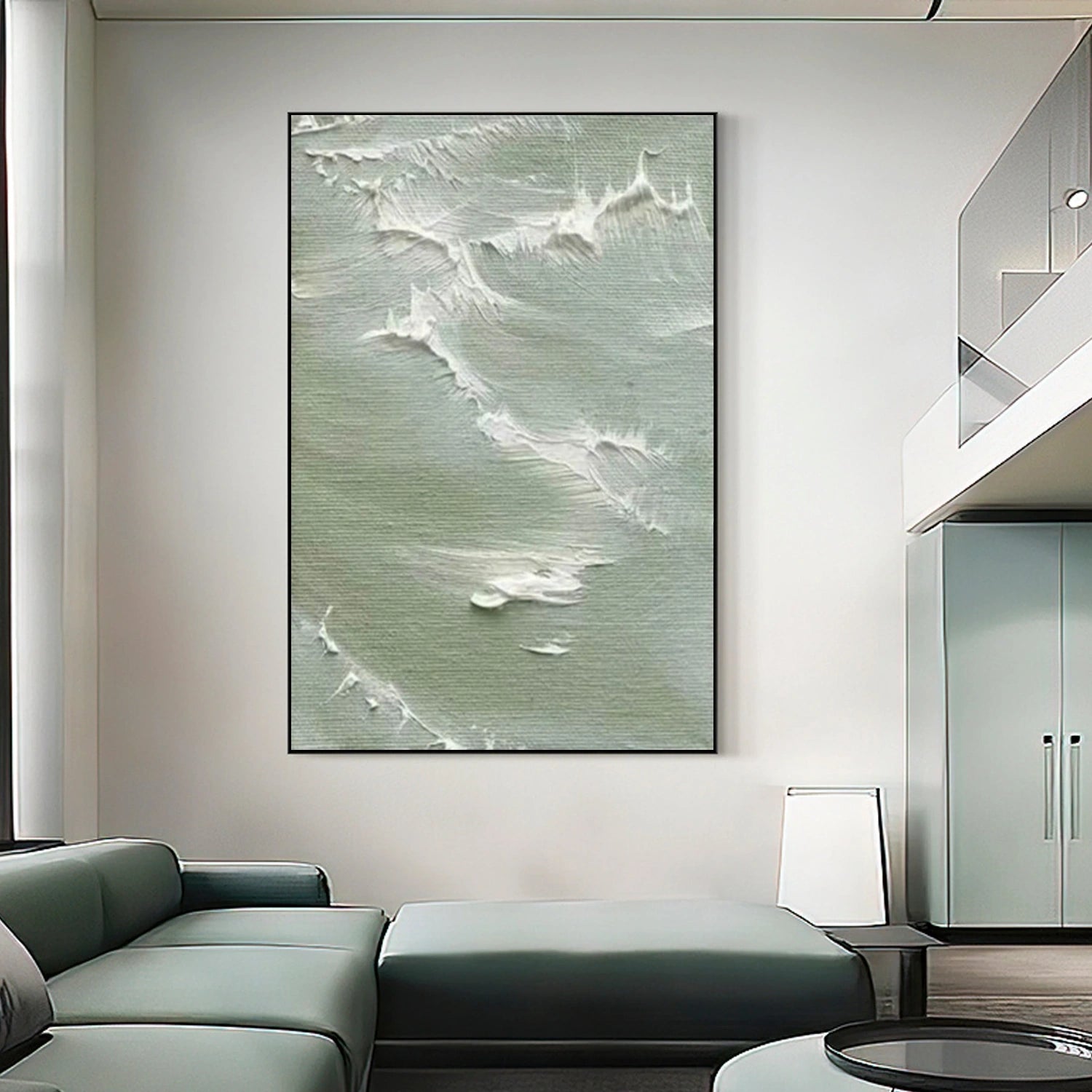 Ocean And Sky Abstract Textured Canvas Art #OS 326