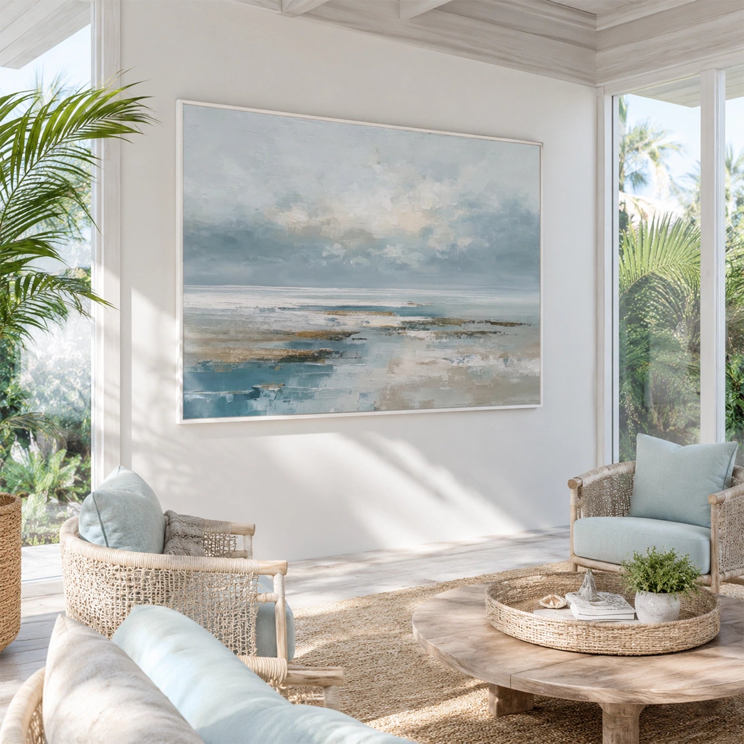 Ocean And Sky Abstract Texture Canvas Art #OS442