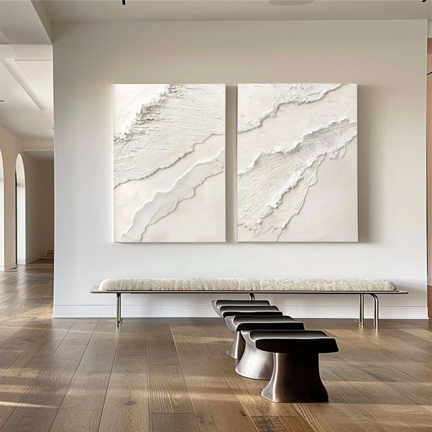 Plaster Art Minimalist Textured Paintings Set of 2 #MM277