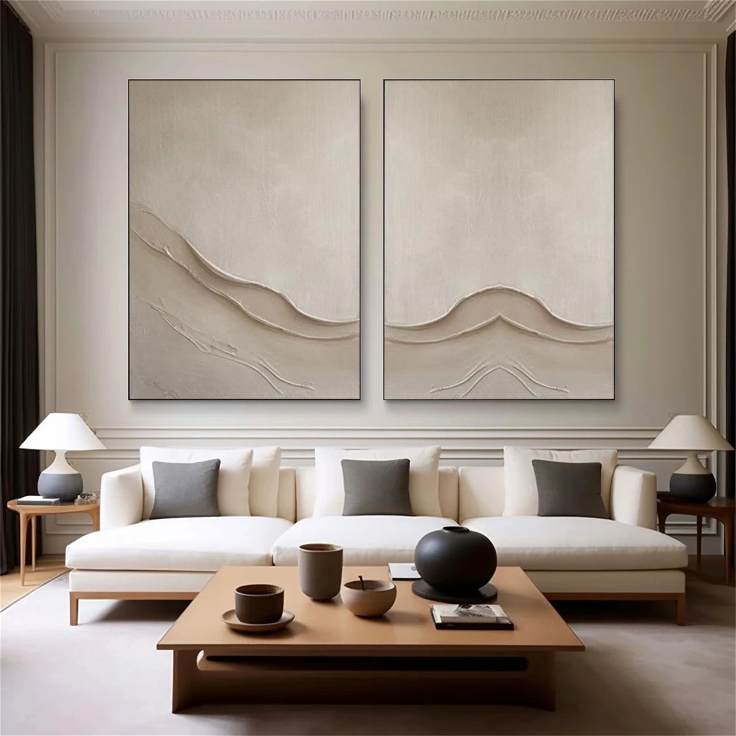 Beige & Brown Abstract Textured Set of 2 Wall Art #BB172