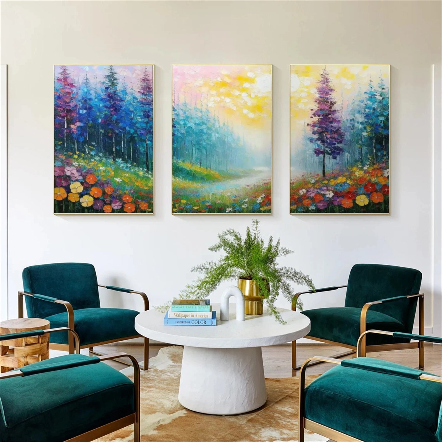 Colorful Abstract Urban Set of 3  Landscape Painting #UL 047