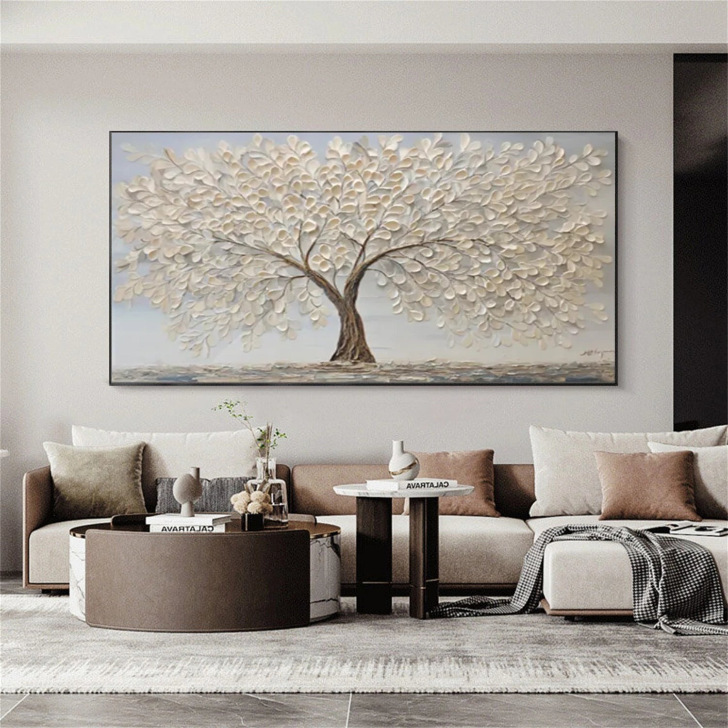 Flower & Tree Abstract Texture Canvas Art #FT 258