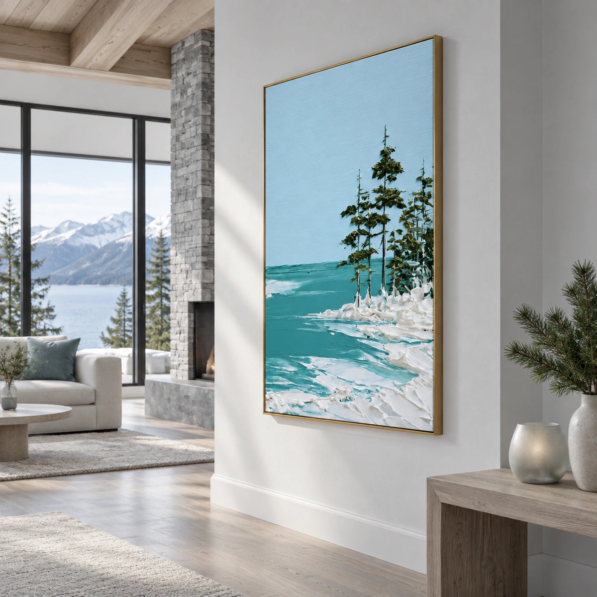 Ocean And Sky Abstract Canvas Art #OS472