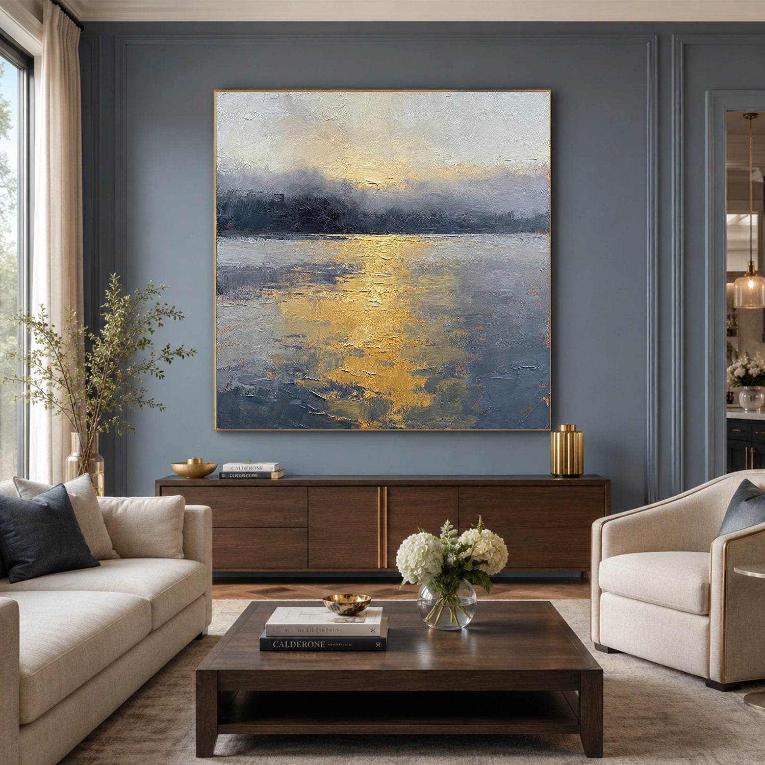 Ocean And Sky Abstract Canvas Art #OS436