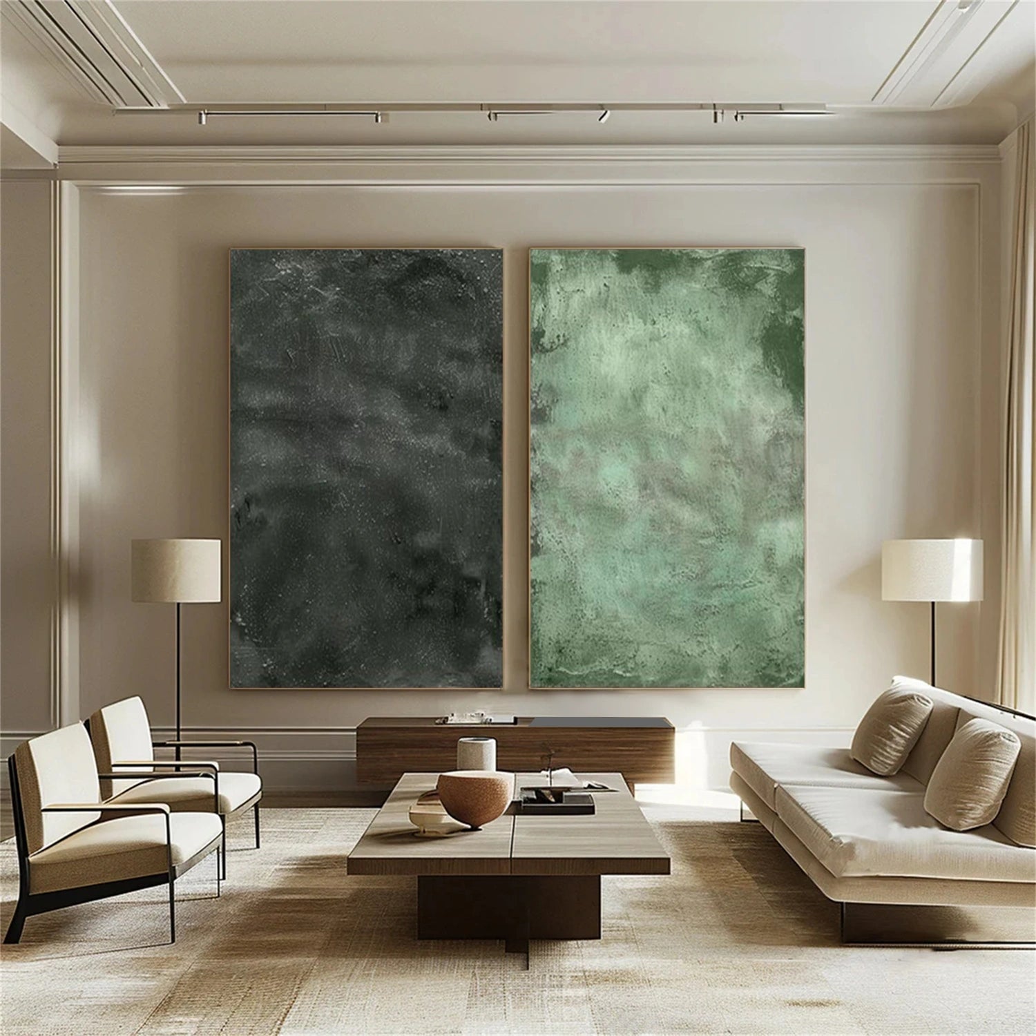 Green Wabi Sabi Wall Art Set of 2 # WS420
