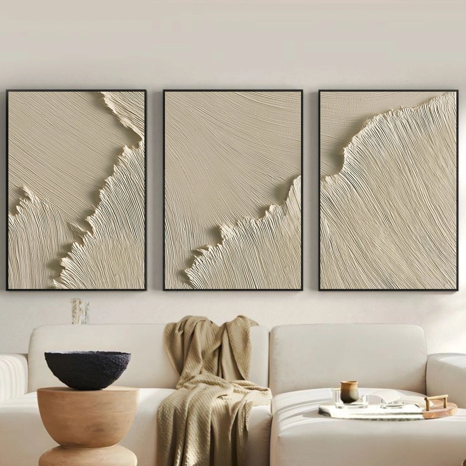 Ocean And Sky Abstract Texture Canvas Art Set of 3 #OS377