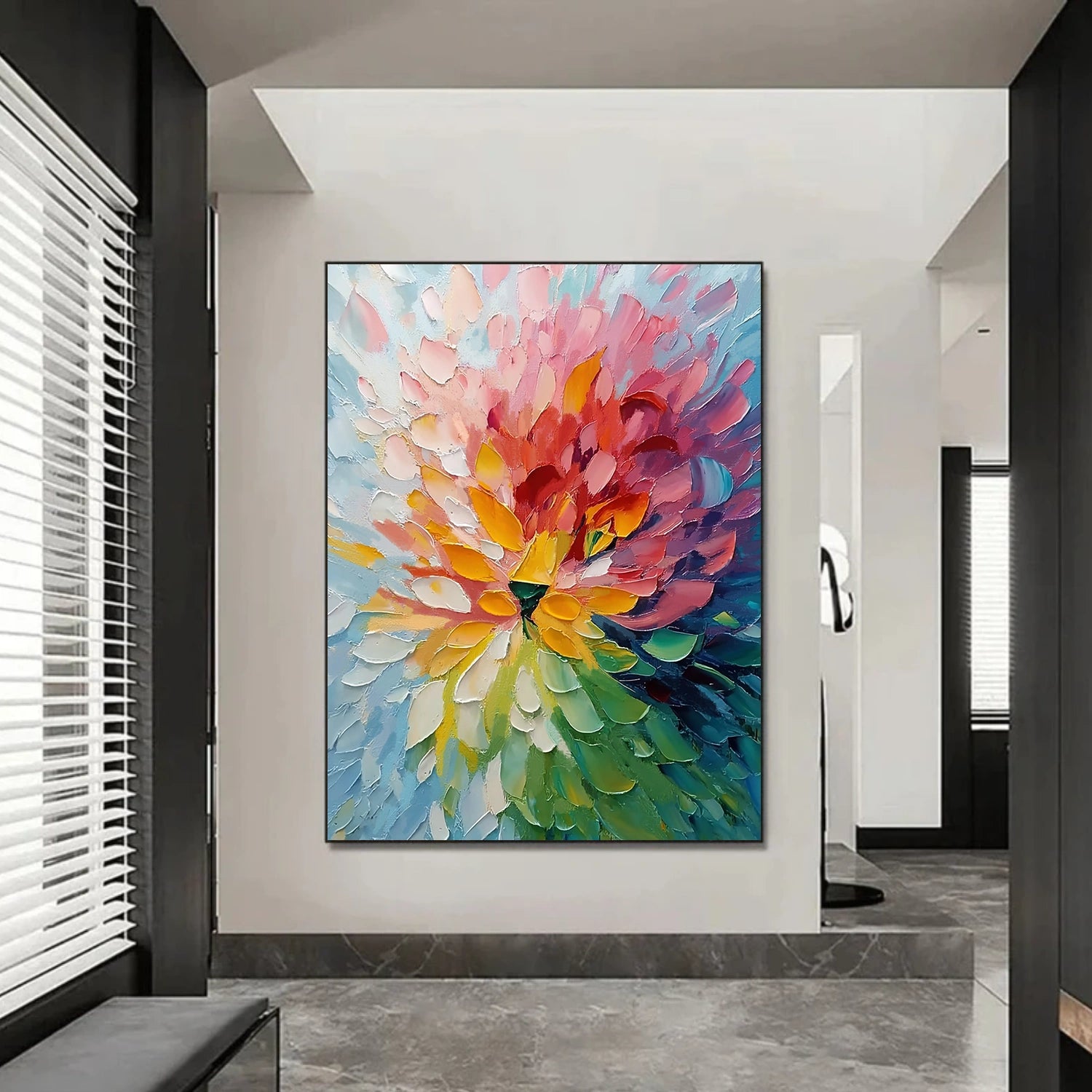 Colorful Flower & Tree Abstract Texture Canvas Art #FT 281