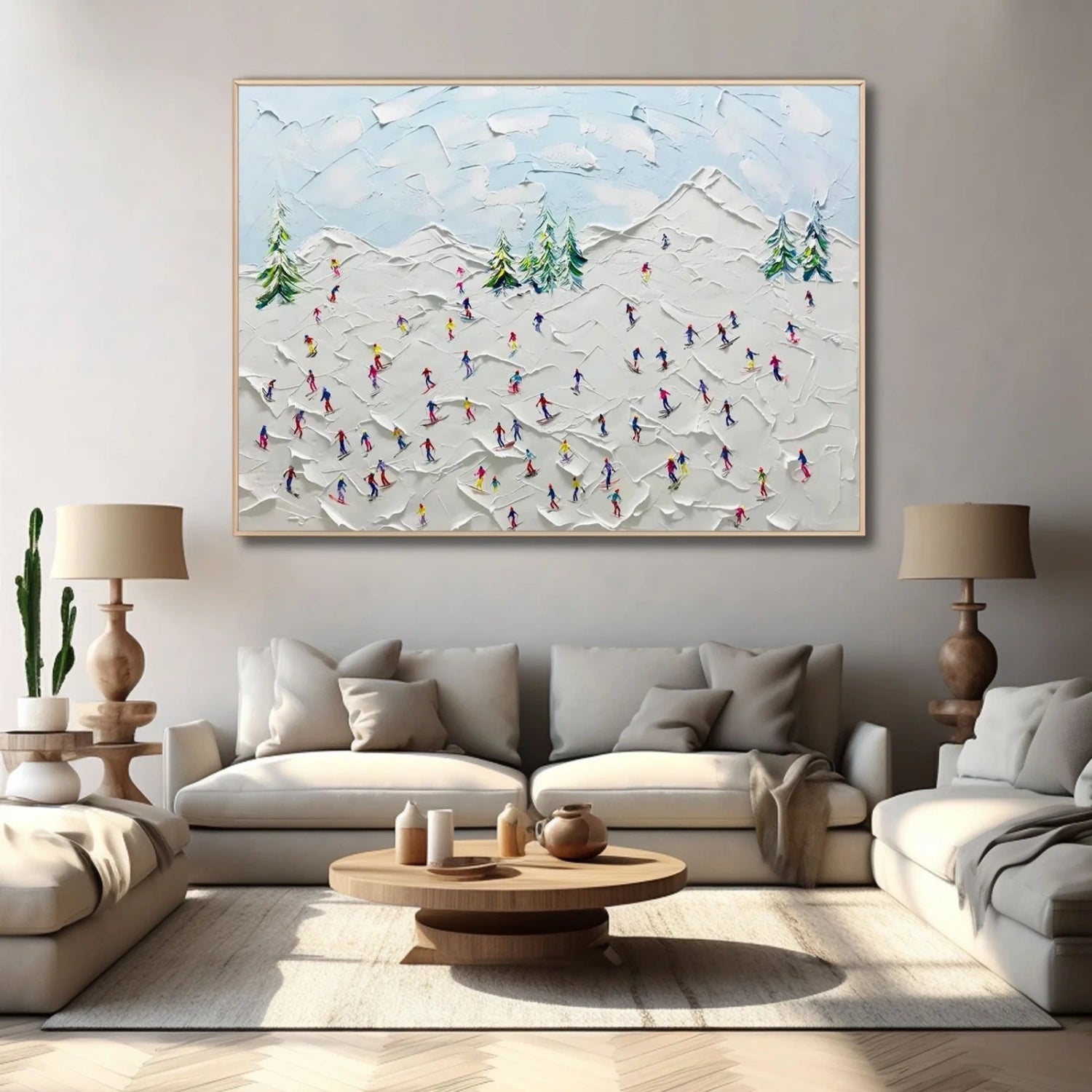 Skiing Sport Art Textured Painting Canvas # SP053