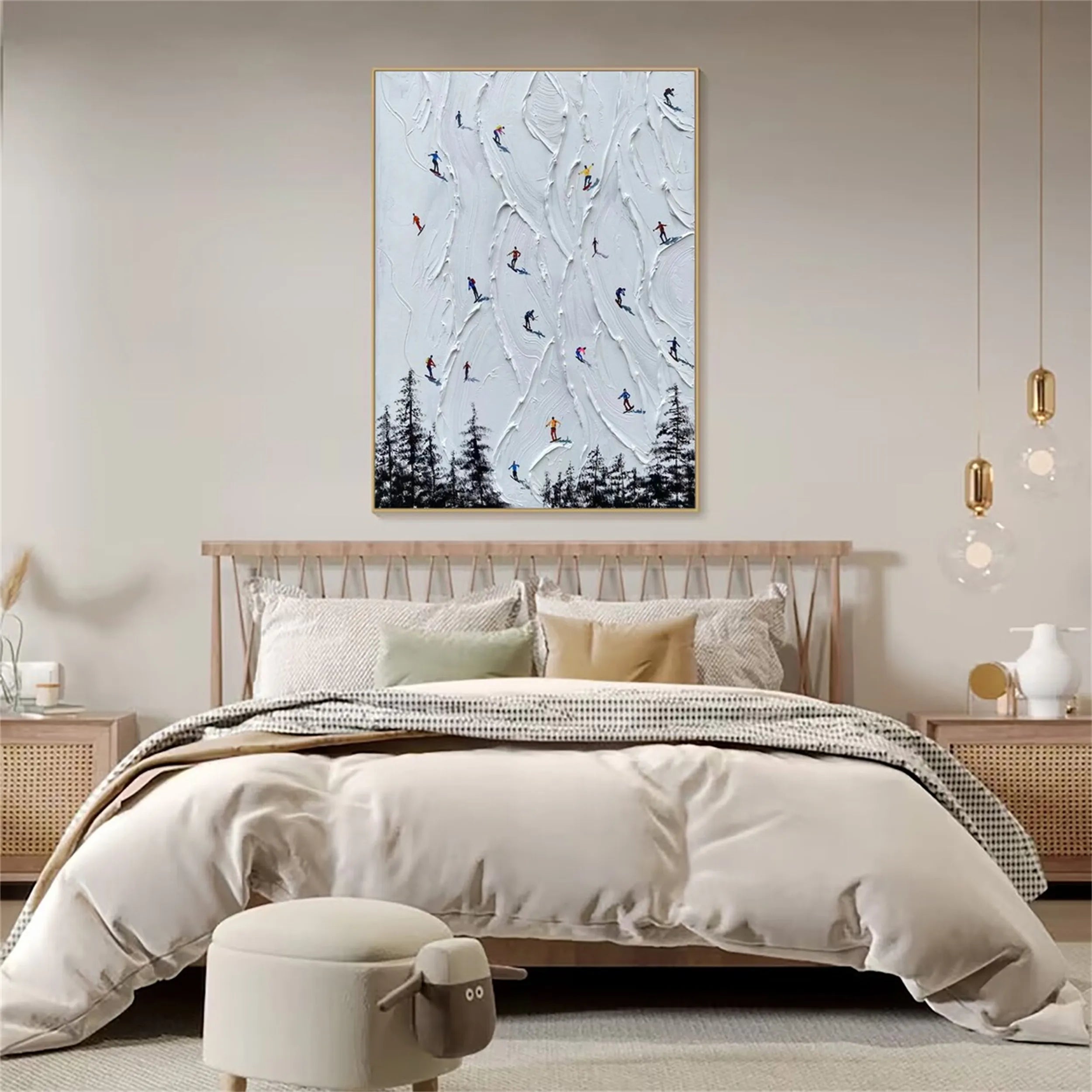 Skiing Sport Art Textured Painting Canvas #MM223