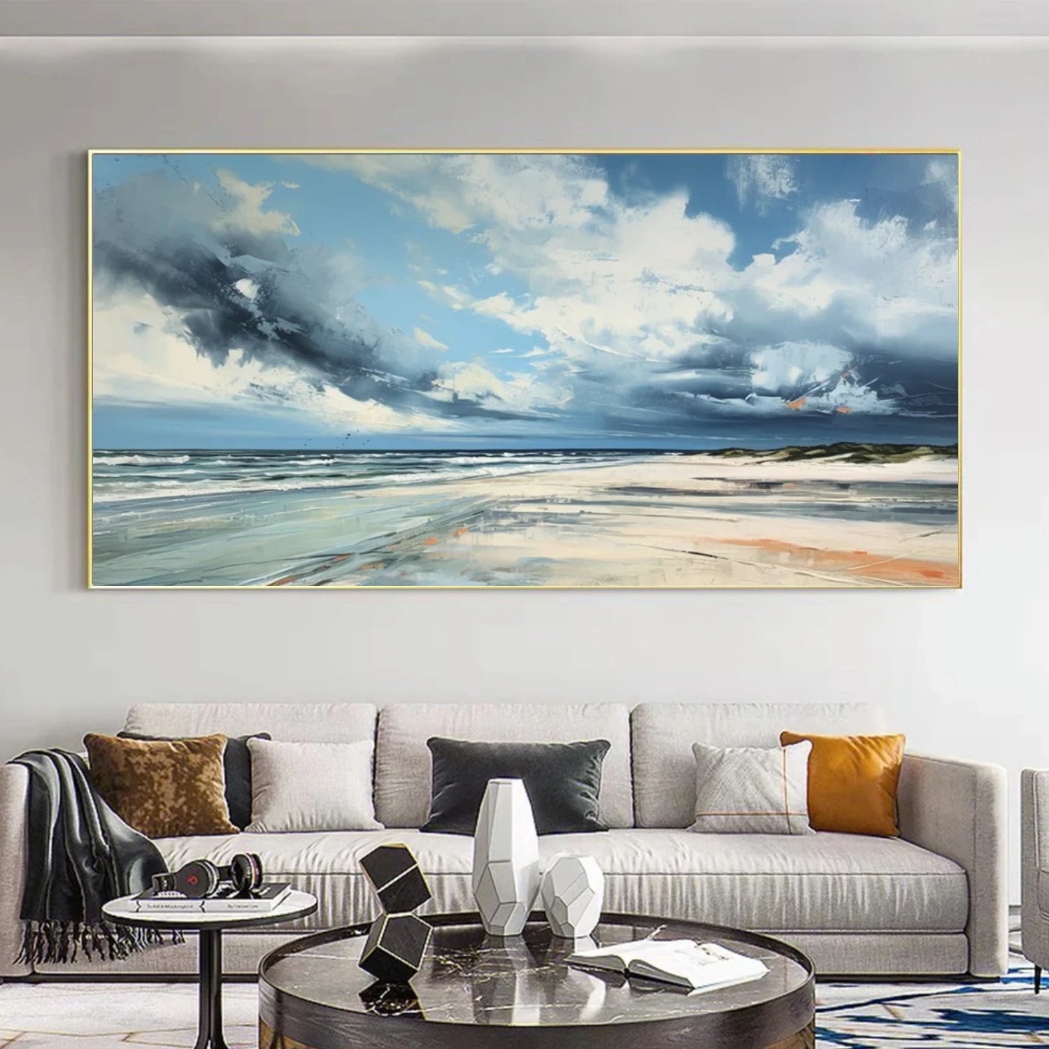 Ocean And Sky Abstract Canvas Art #OS 330