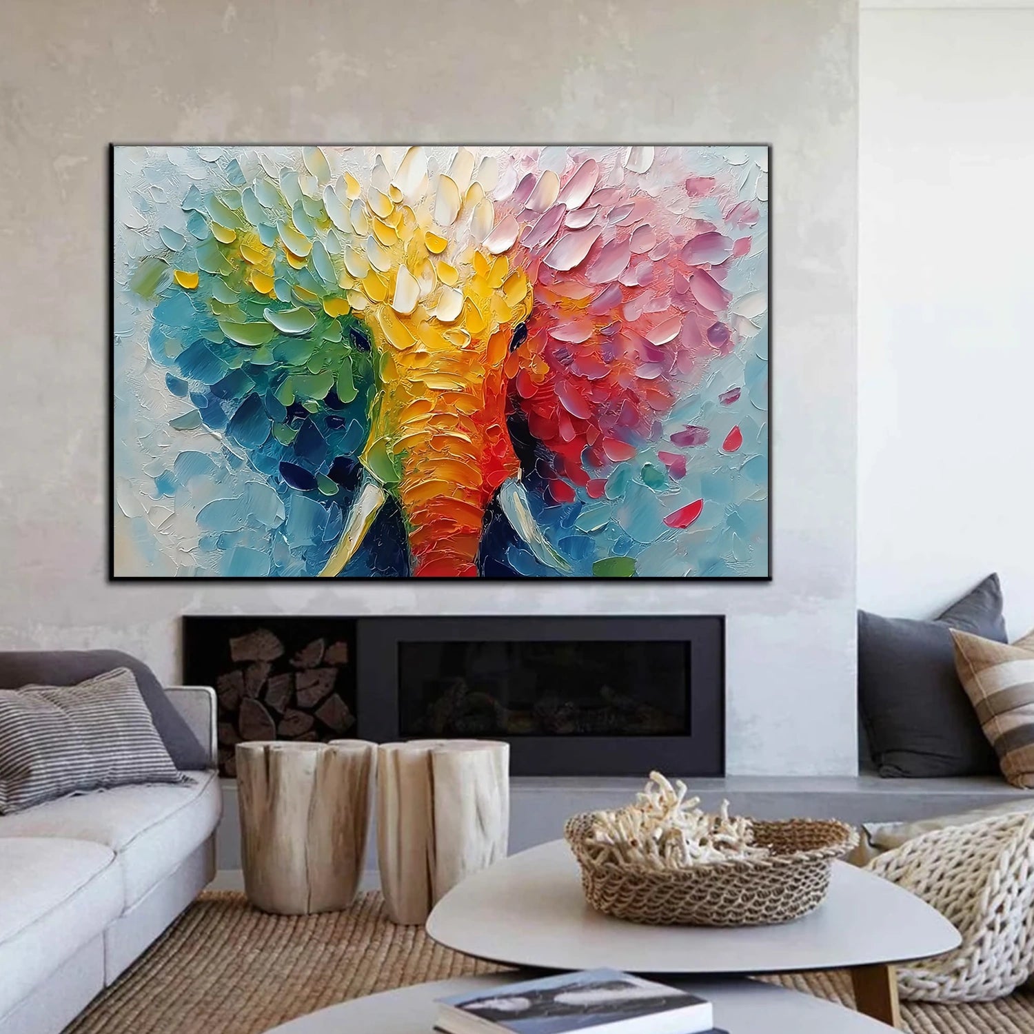 Colorful Abstract Animal Textured Canvas Art #AP184