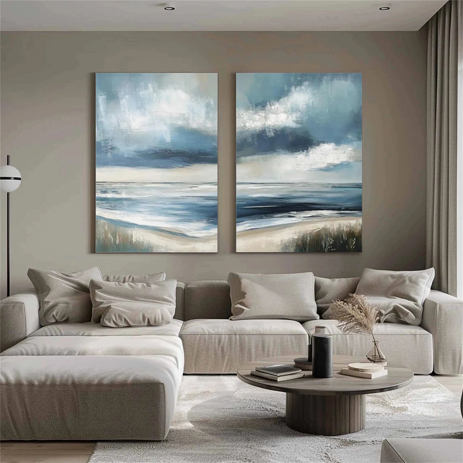 Ocean And Sky Abstract Set Of 2 Canvas Art #OS 285